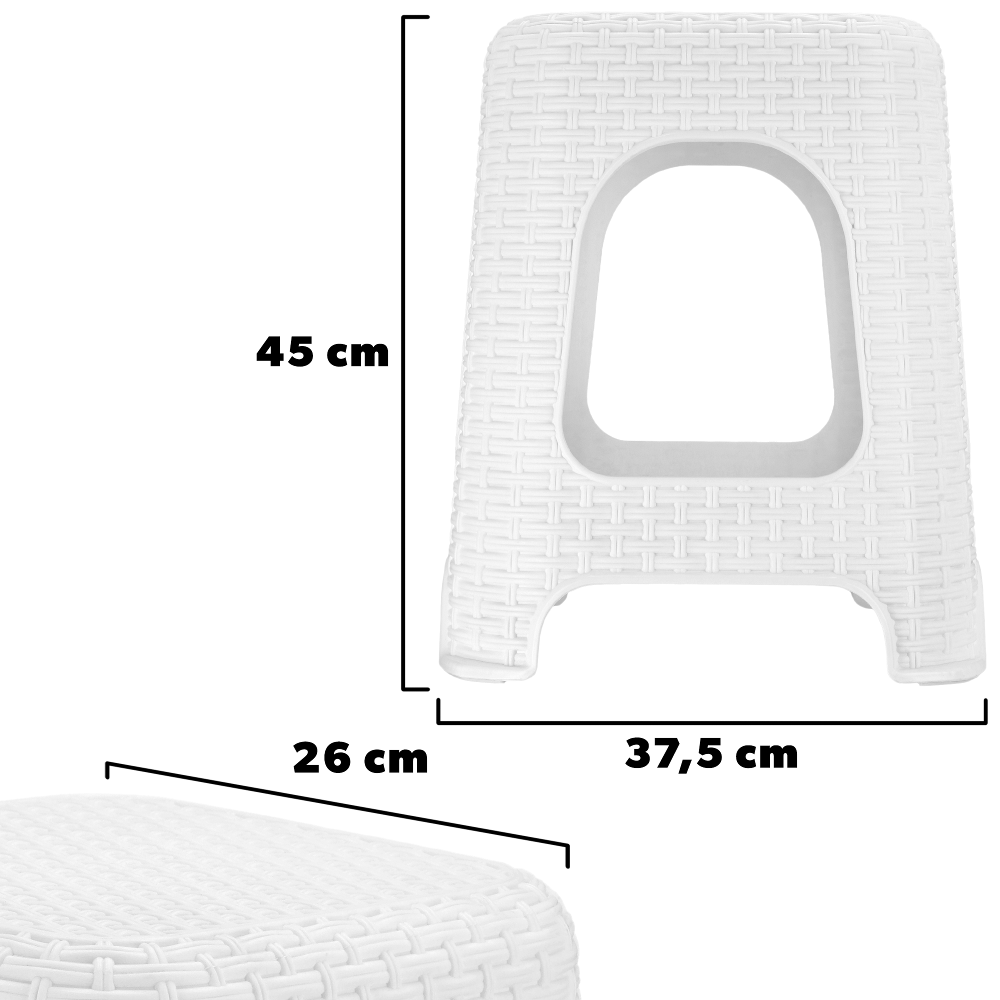 Taboret rattan 45 x 26 cm biały, 4 szt.