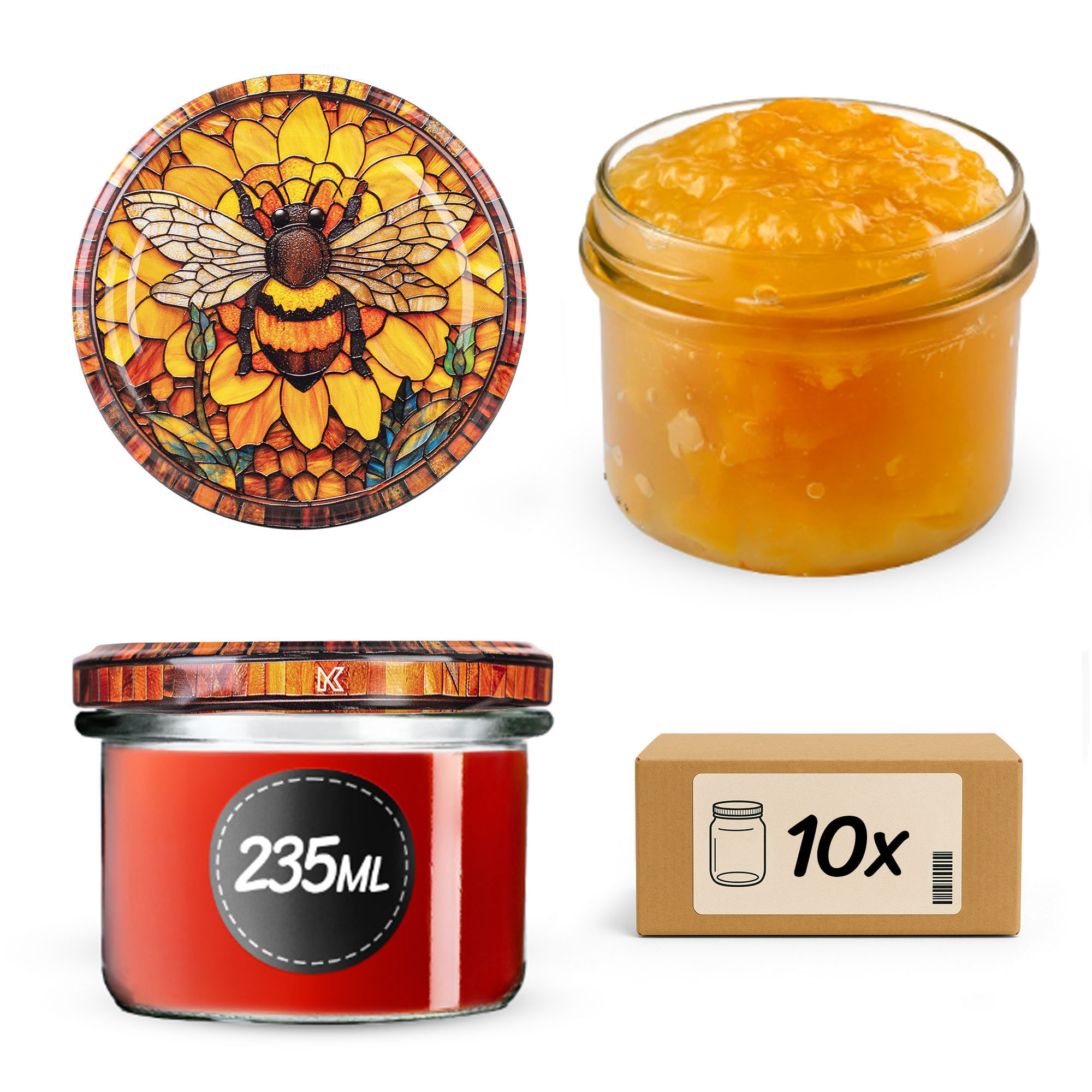 Słoiki na przetwory Tartu 235ml fi 82 mm 10szt + wieczko Bee of the fusion