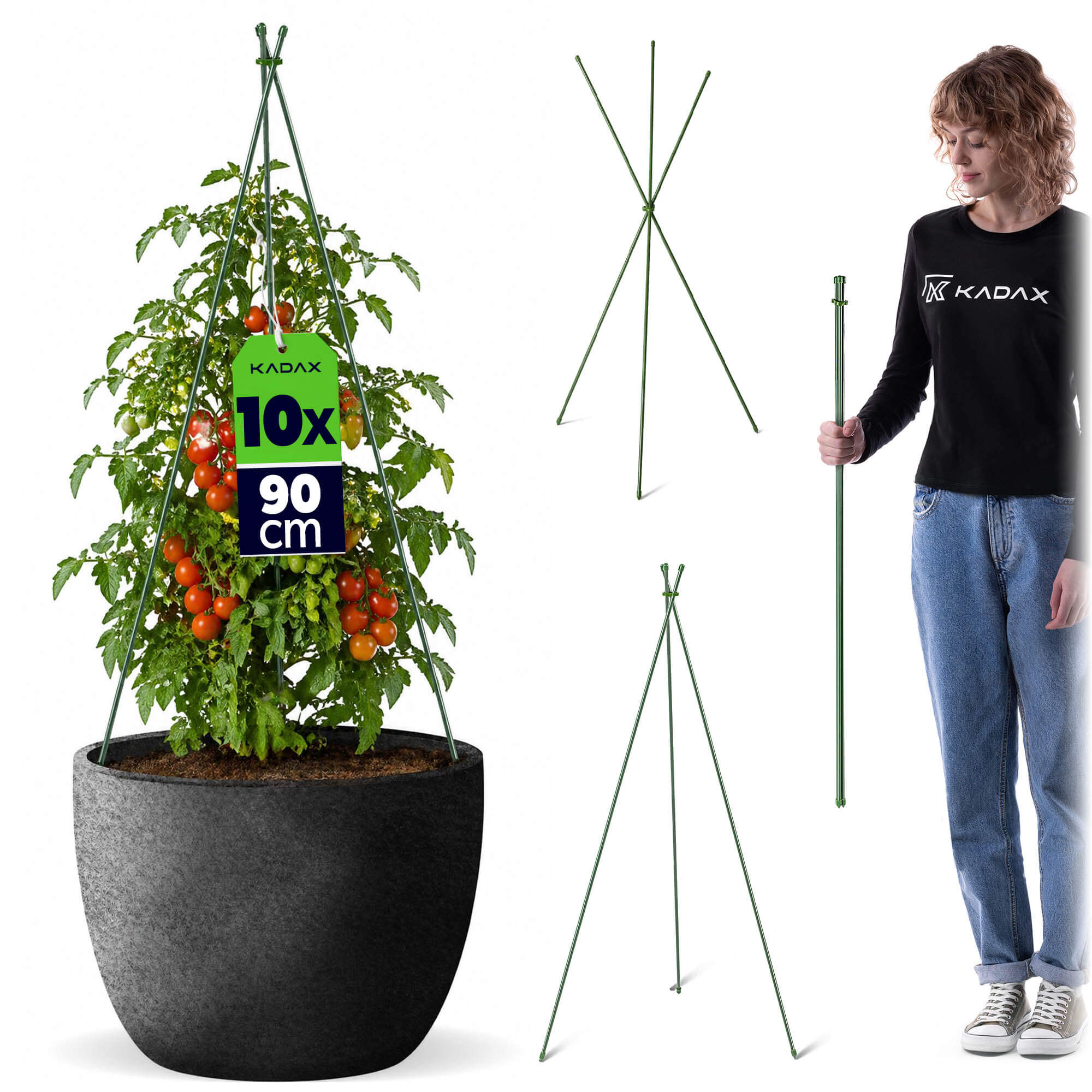 Stożkowa podpora ogrodowa Chevre 3-elementowa 90 cm 10 szt.