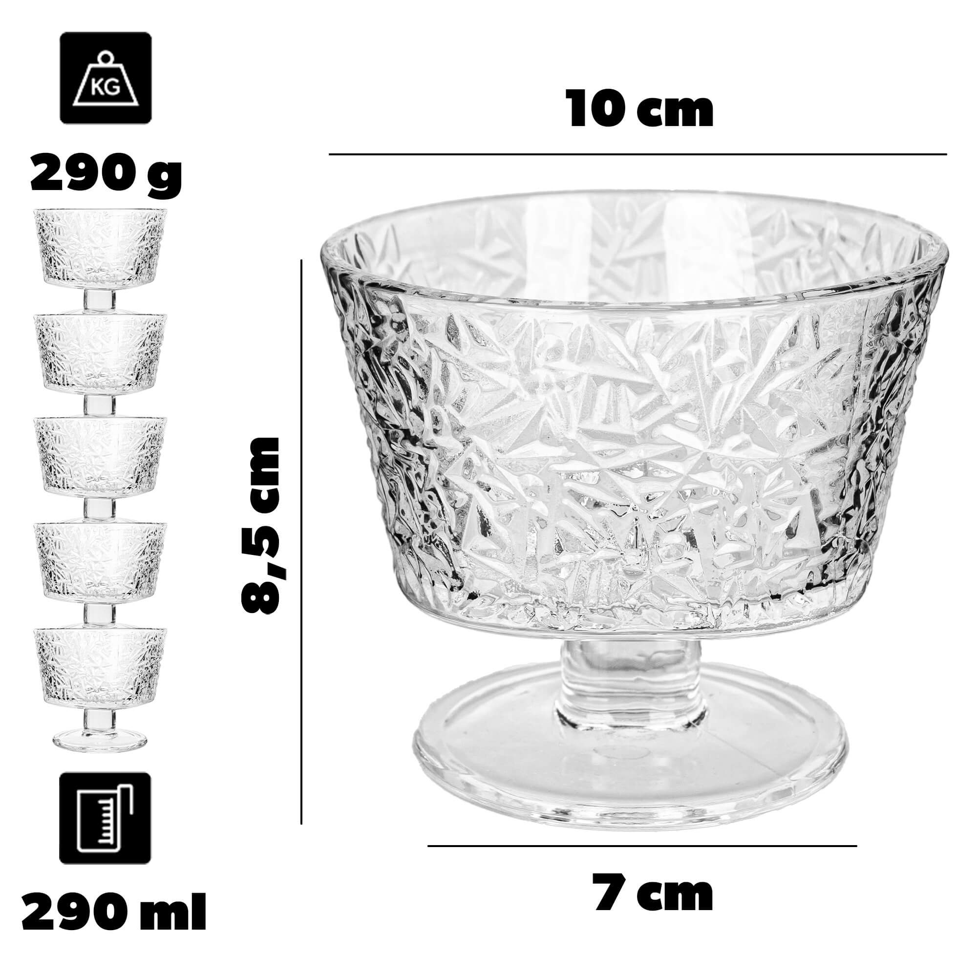 Pucharek do lodów Torza 290ml na nóżce wzór lód 6 szt.