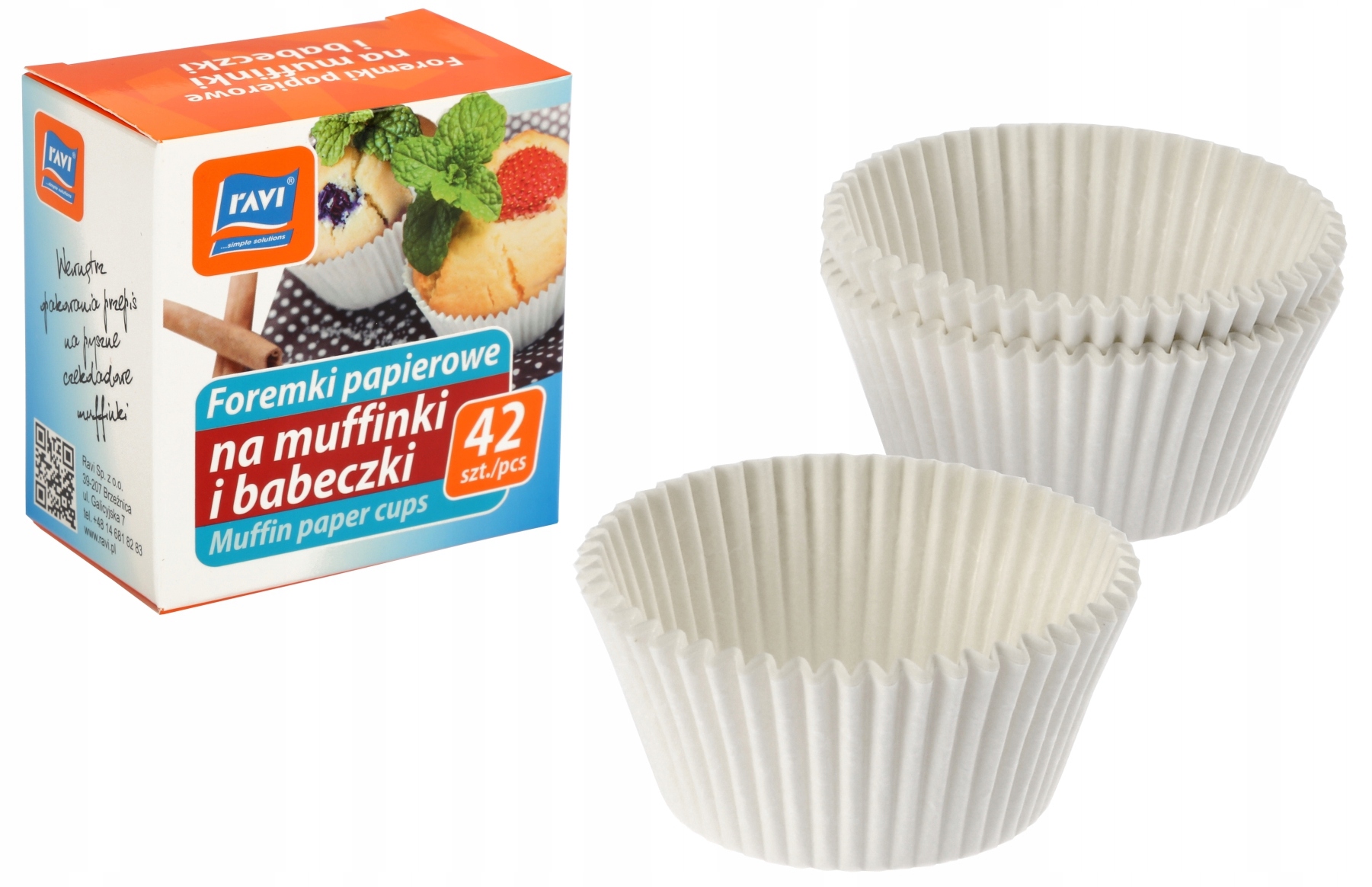 Papierowe foremki na muffinki i babeczki Ravi, 42 szt.