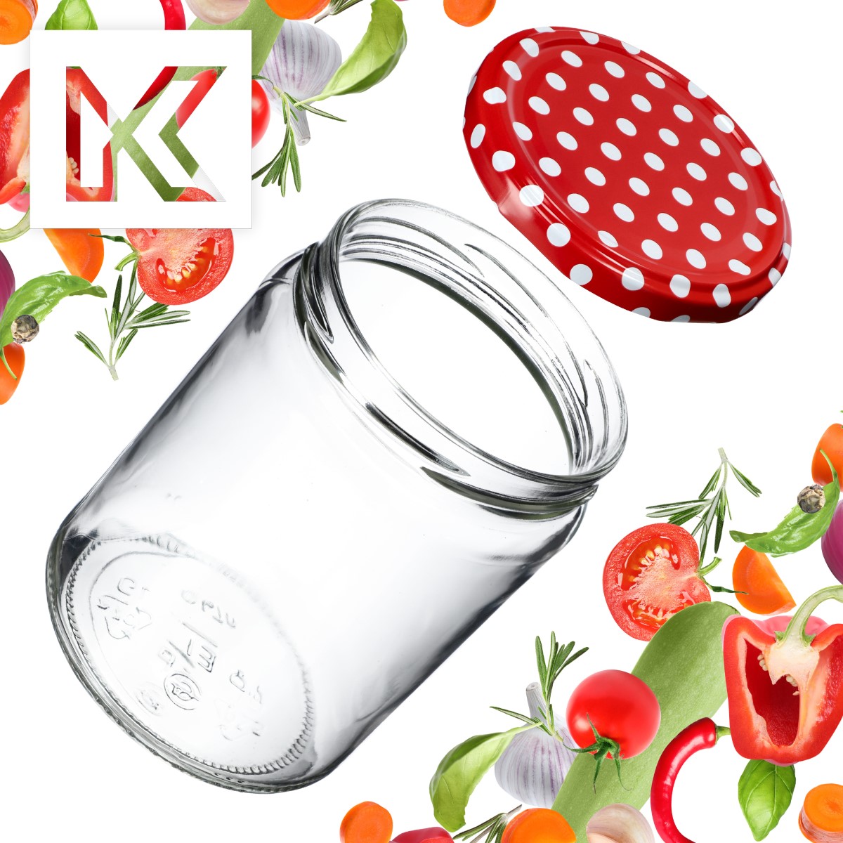 Słoiki na przetwory Maki 540ml 8szt fi 82 mm + wieczka "Groszek czerwony"