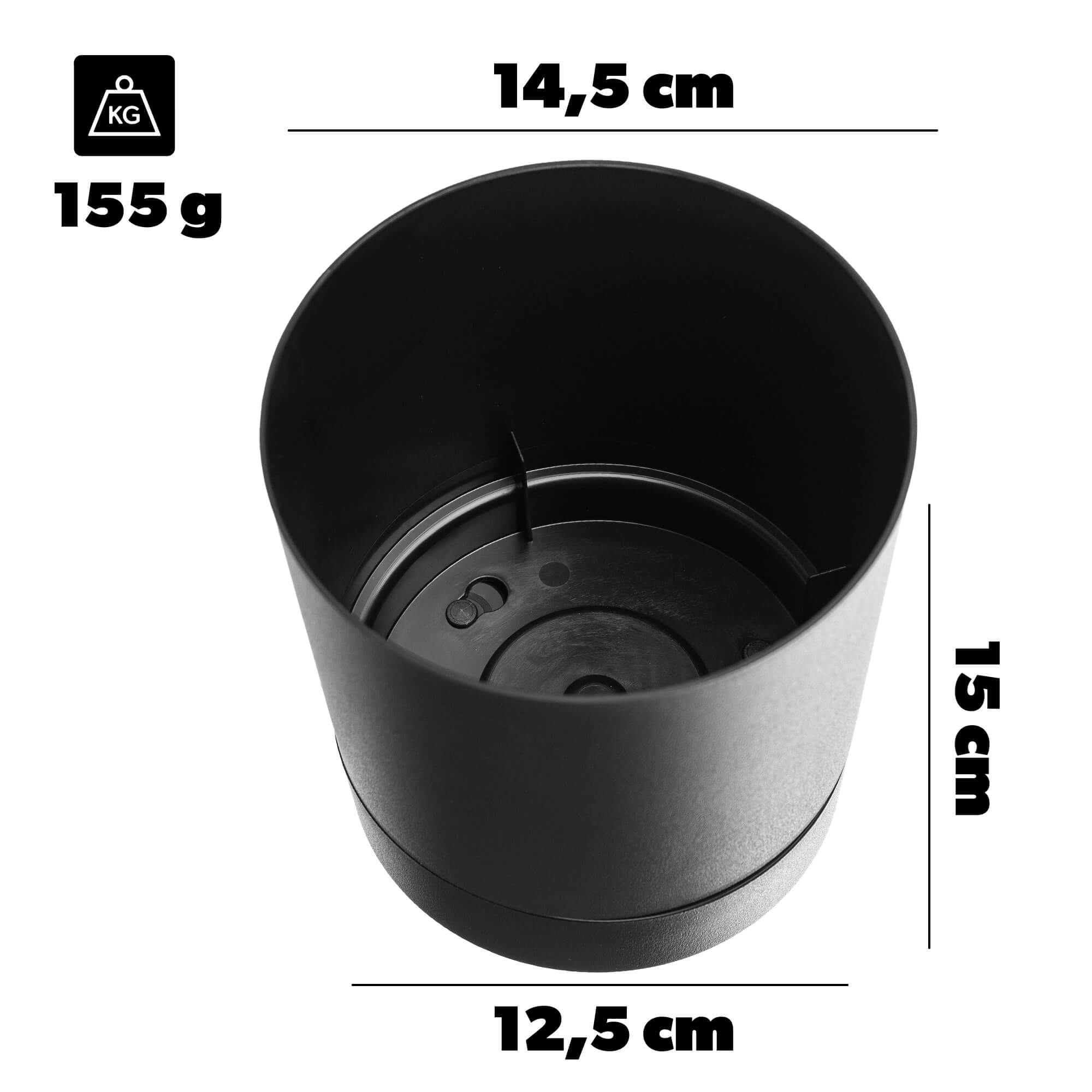 Donica z podstawką Verri 14.5 cm czarna 2 szt.
