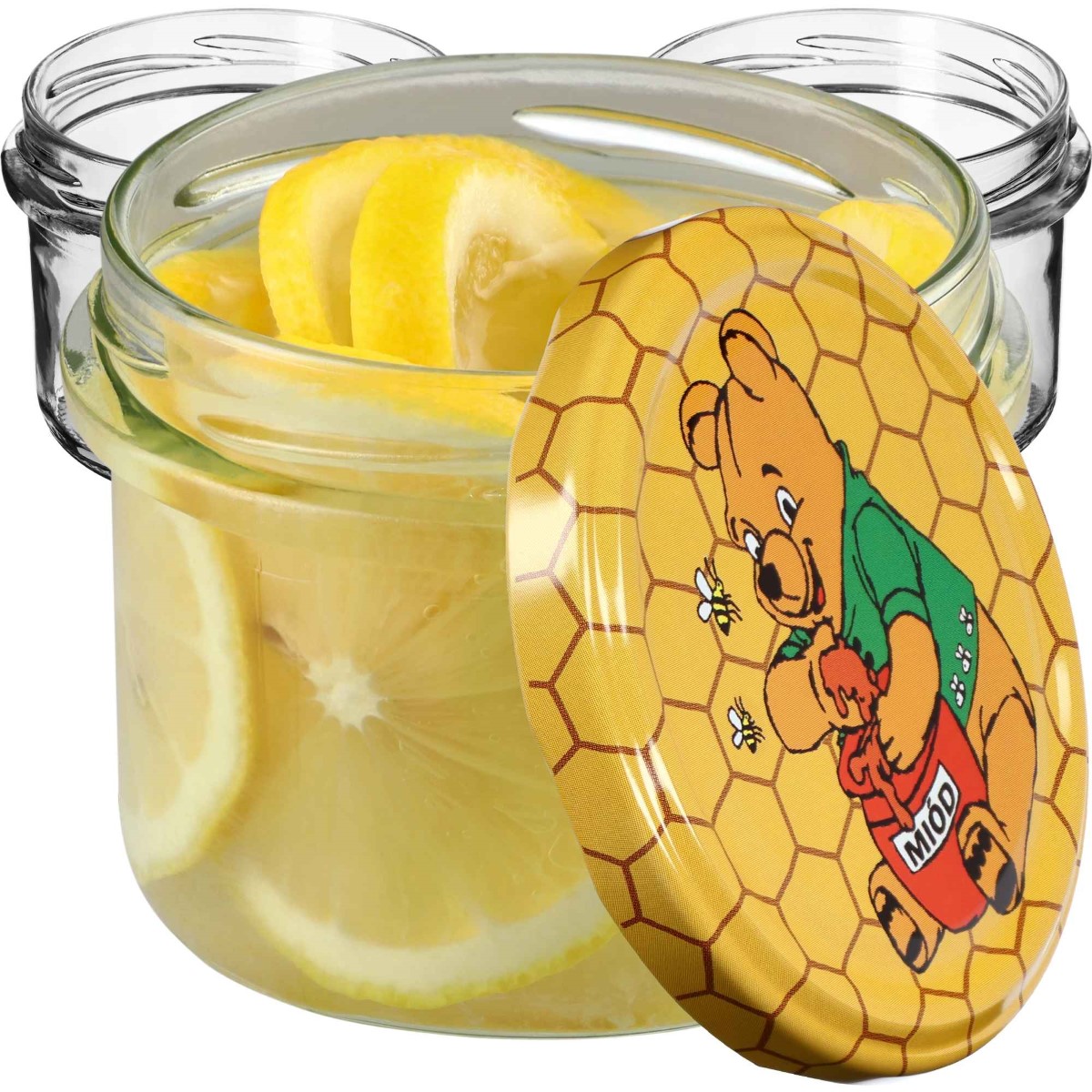 Słoiki na przetwory Tartu 235ml 10szt fi 82 mm + wieczka "Miód"