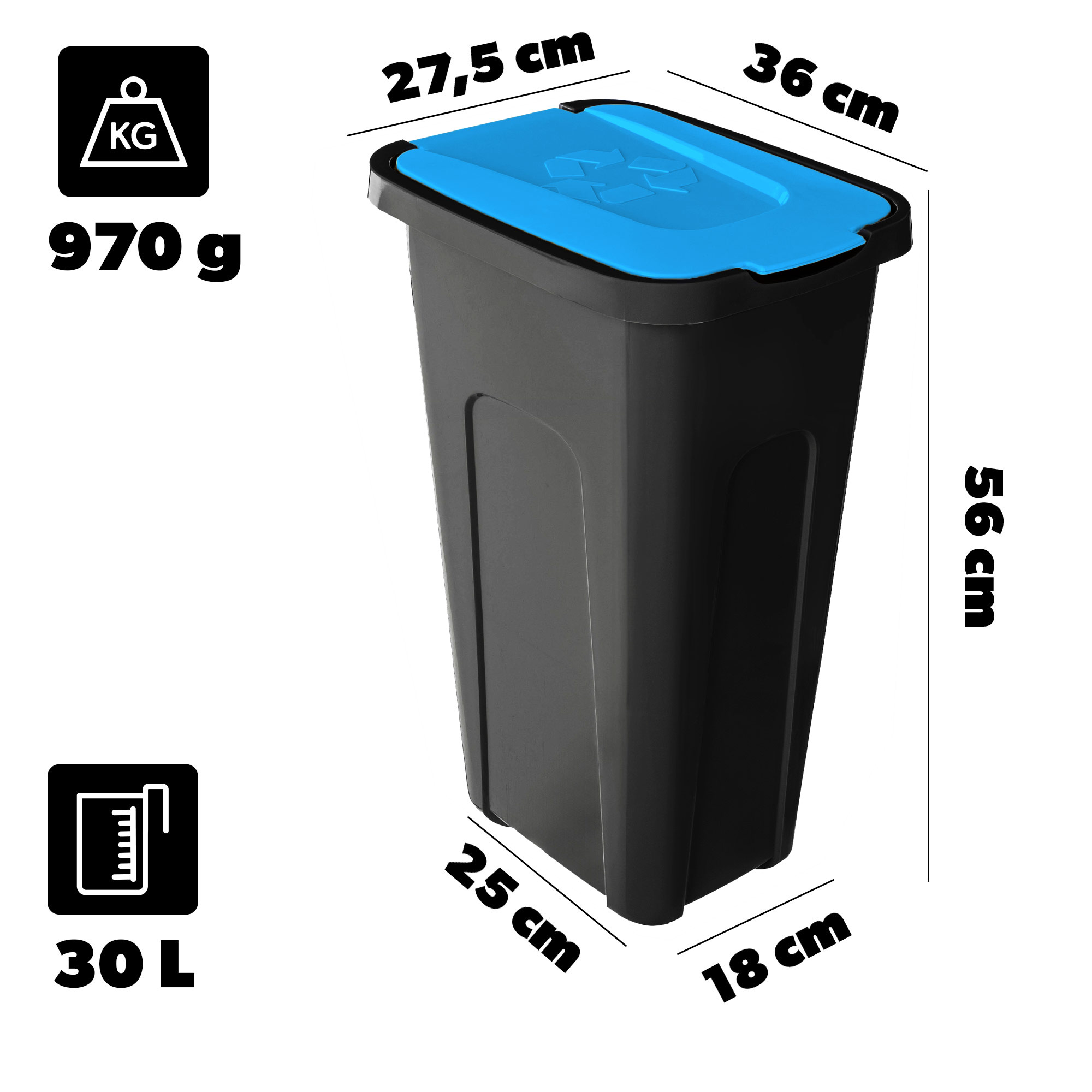 Kosz na śmieci Entrago 30L czarno-niebieski