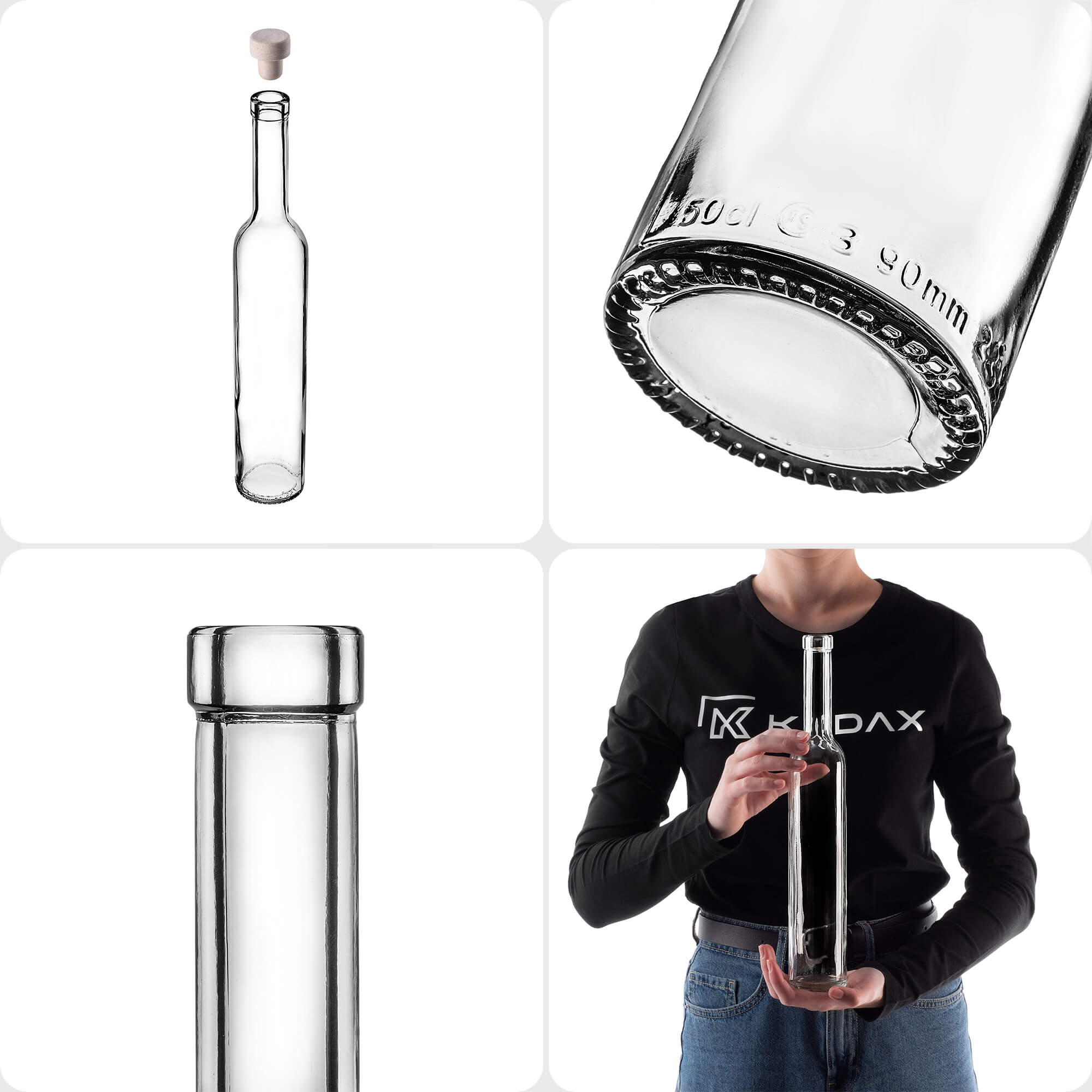 Butelka z korkiem Turcio 0,5L z korkiem fi18.5, 8 szt.