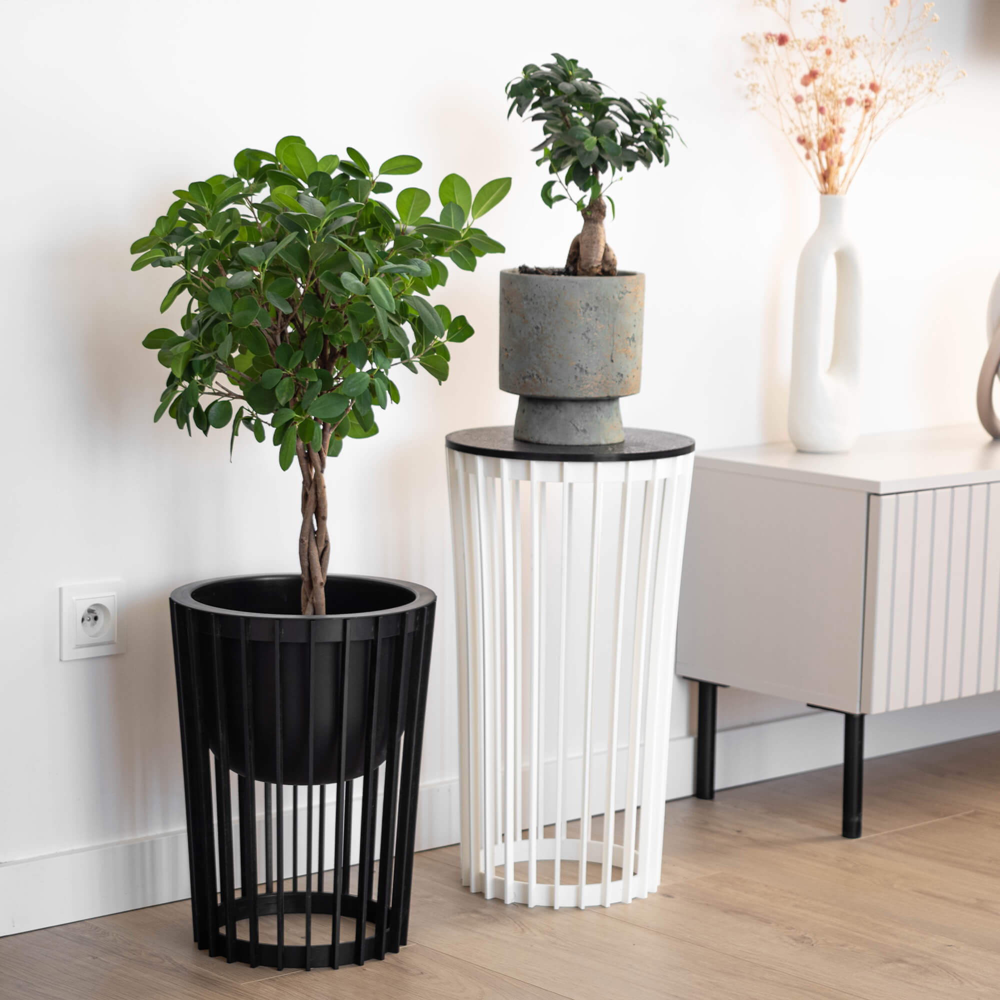 Kwietnik dwustronny Aytre 54 cm czarny + blat czarny
