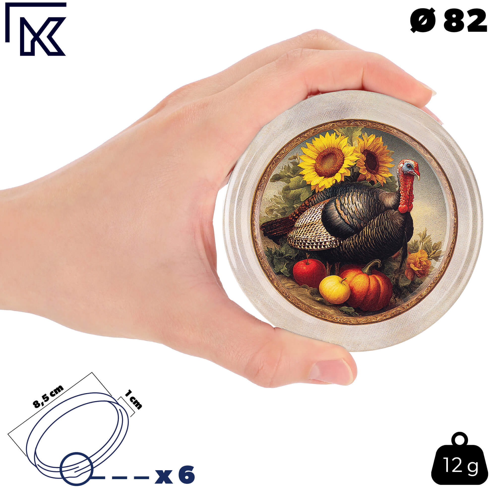 Słoiki na przetwory Maki 540ml fi 82 mm 16szt + wieczka "Drób"
