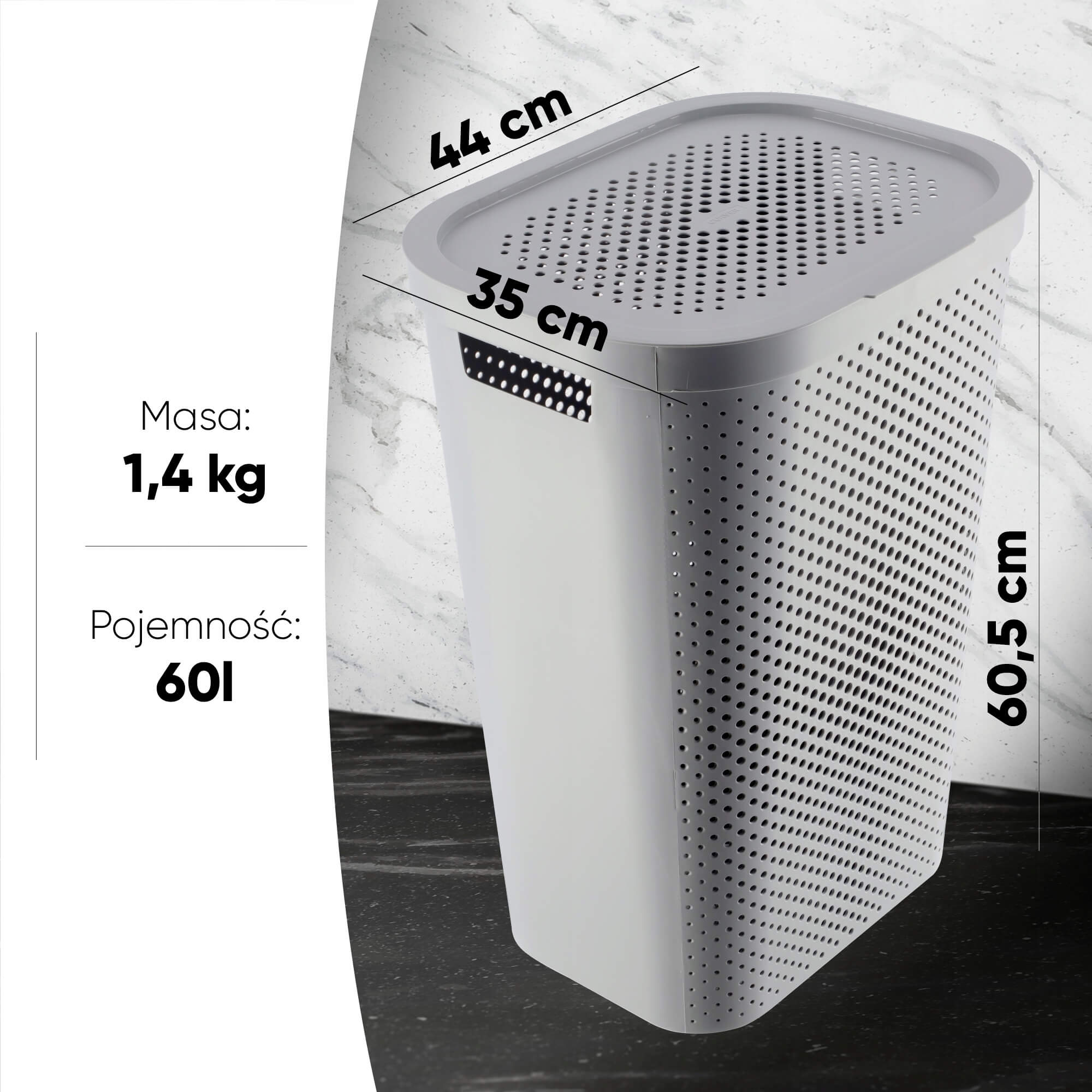 Kosze z pokrywą Curver Infinity 60L mix kolorów, 2 szt. popielaty