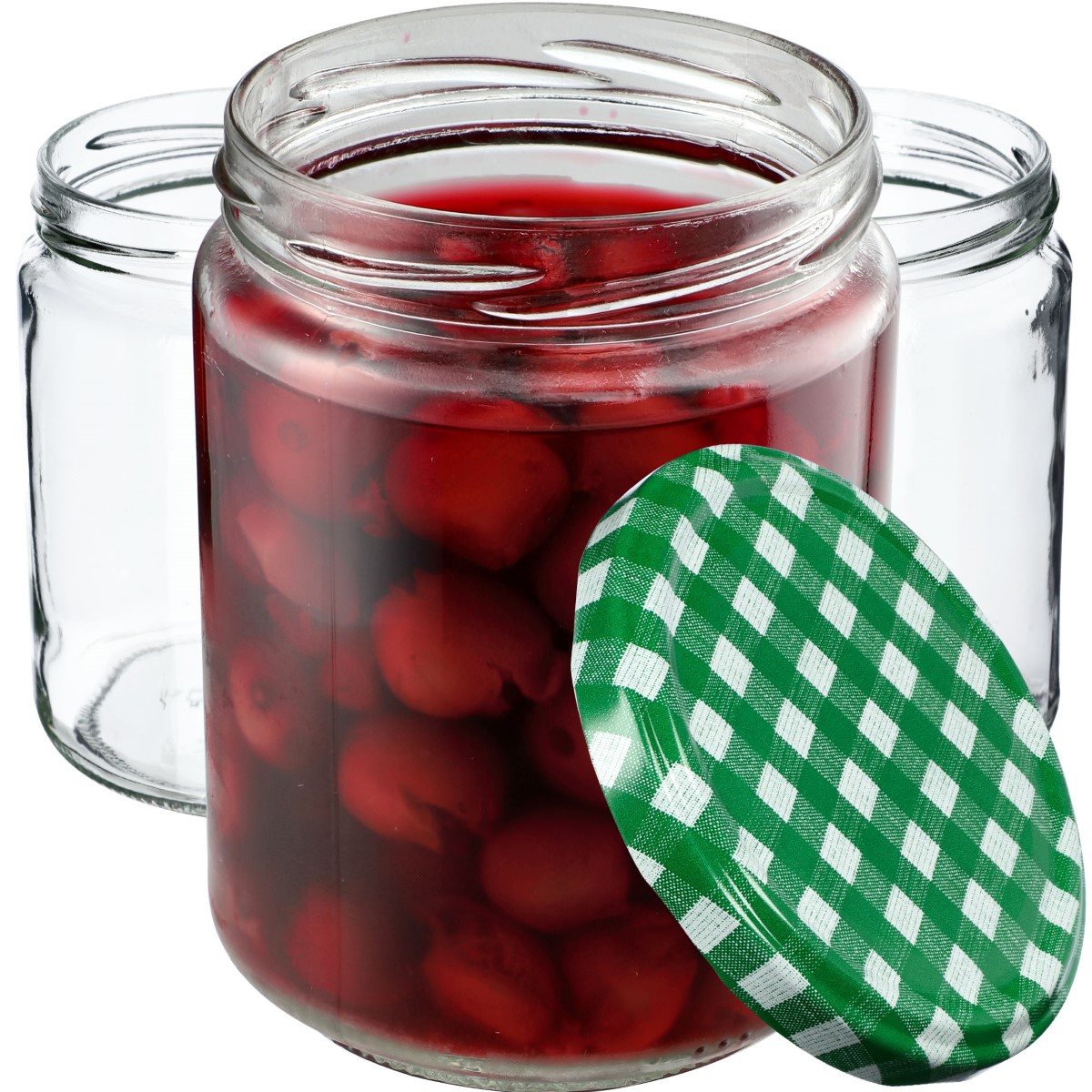 Słoiki Maki 540ml 24szt fi 82 mm + wieczka "Zielona Krata"