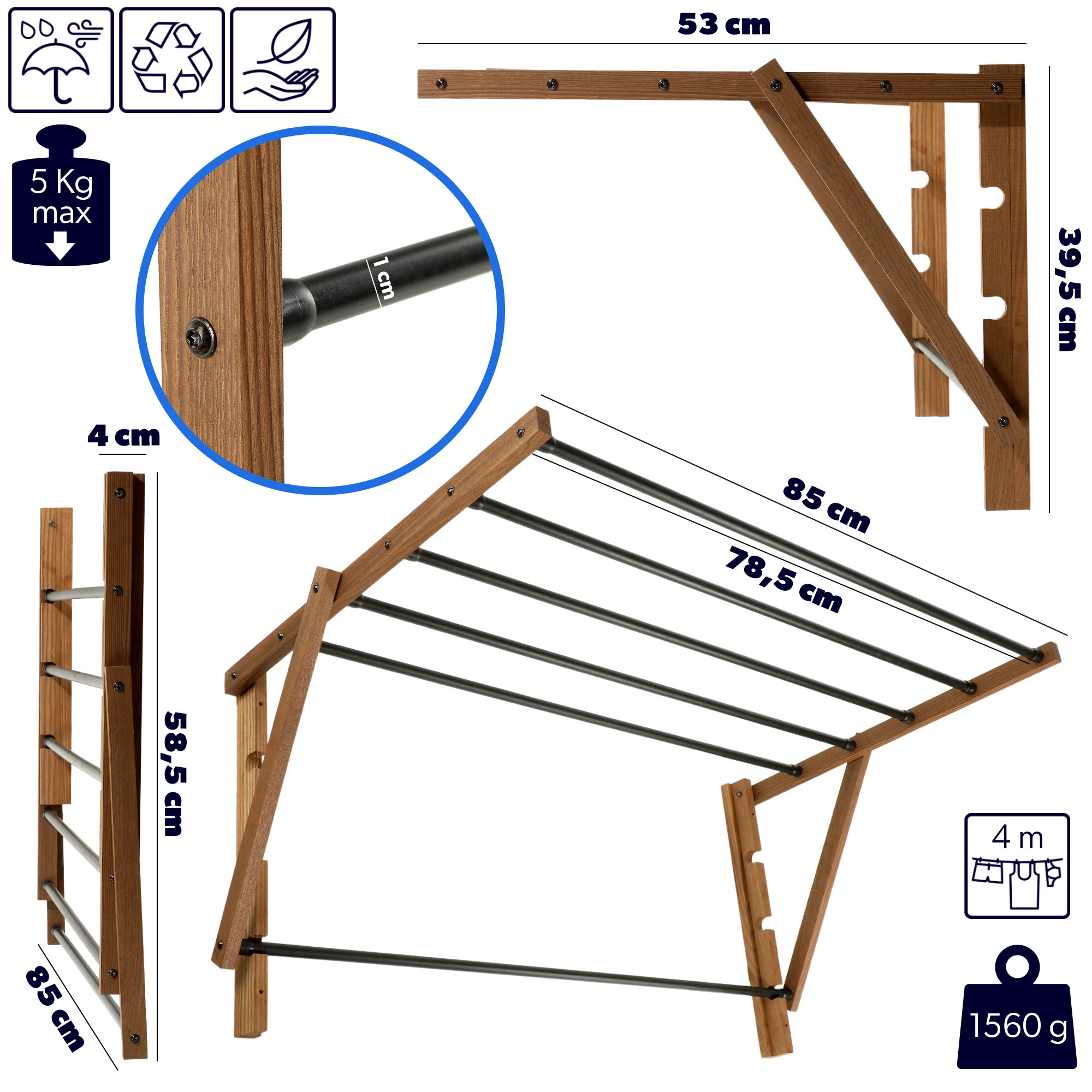 Suszarka ścienna na pranie Ferrara 53cm