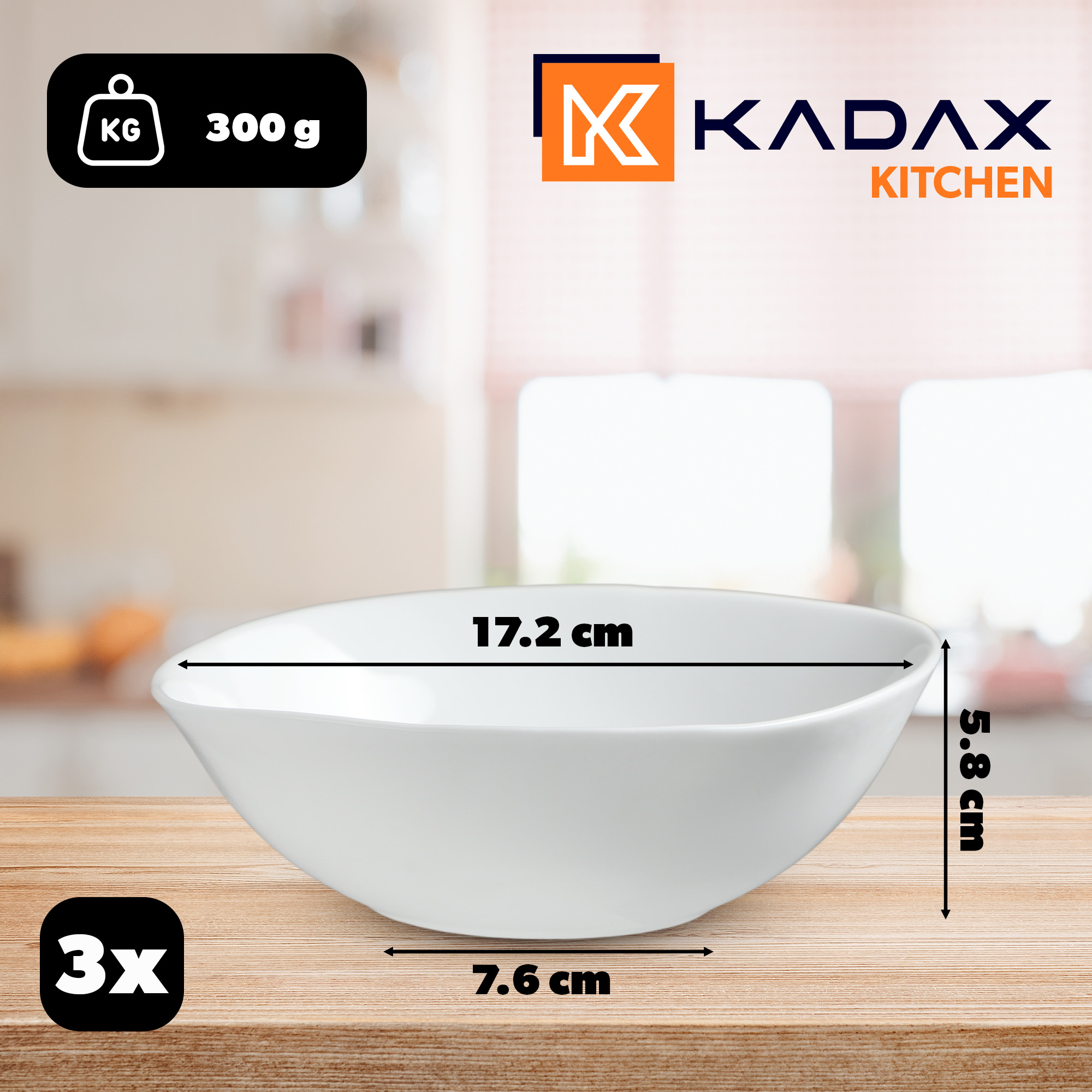 Salaterka szklana biała 17 cm, 3 szt.
