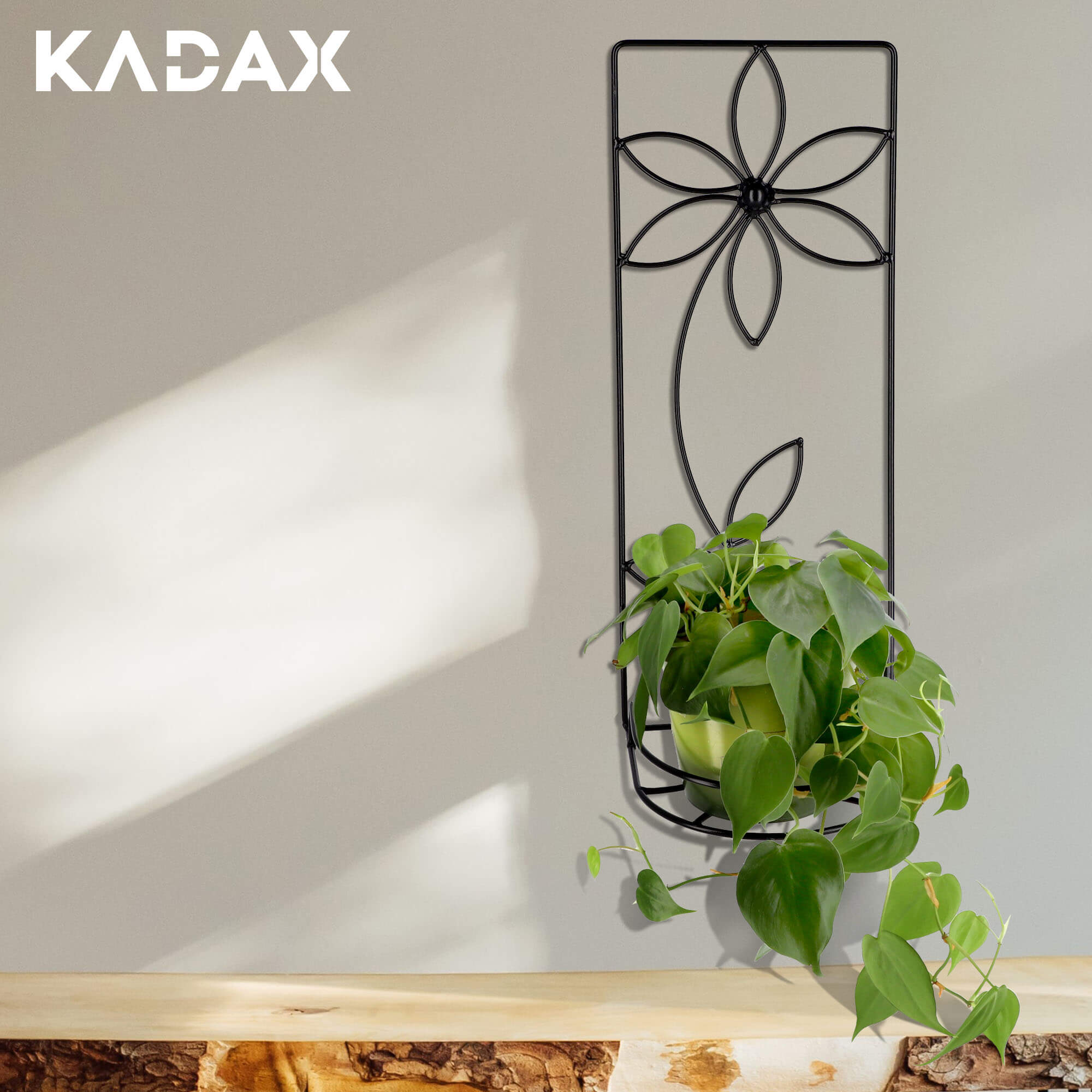 Kwietnik stojący metalowy 50 x 20 cm, czarny stokrotka