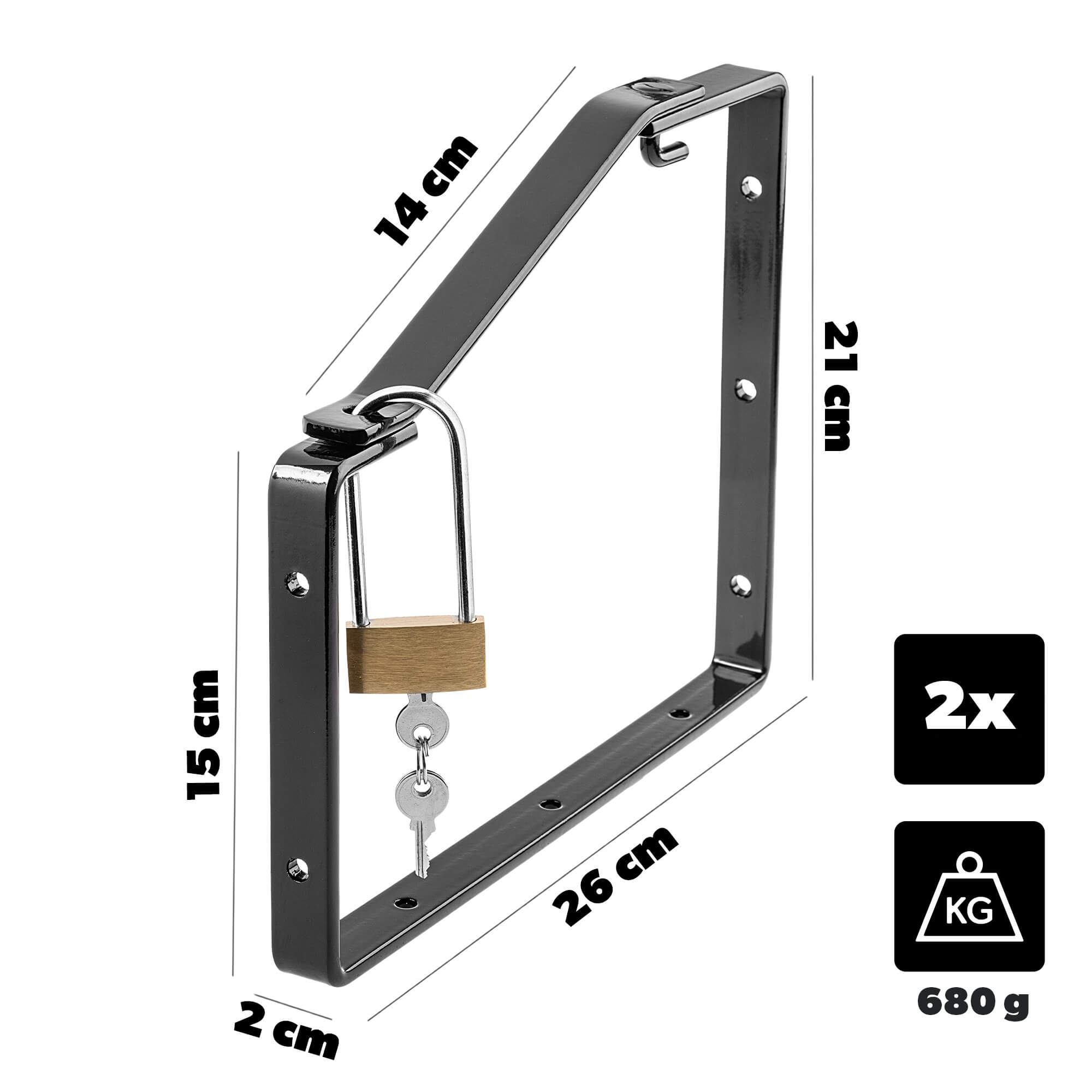 Uchwyt ścienny do drabiny Sarthe 26 x 21 cm czarny 2 szt.