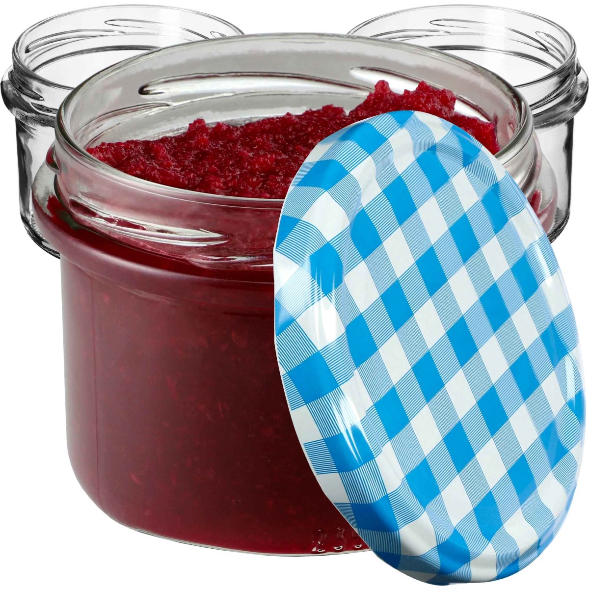 Słoiki na przetwory Tartu 235ml 20szt fi 82 mm + wieczka "Niebieska krata"