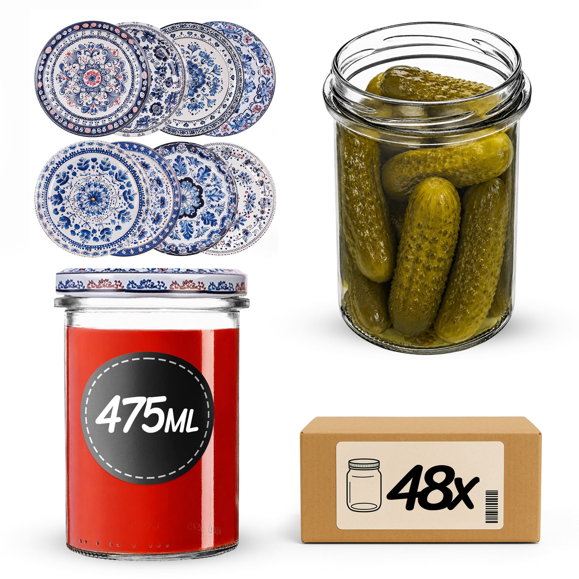 Słoiki na przetwory Befa 475ml 8szt fi 82 mm + wieczka "Bolesławiec"