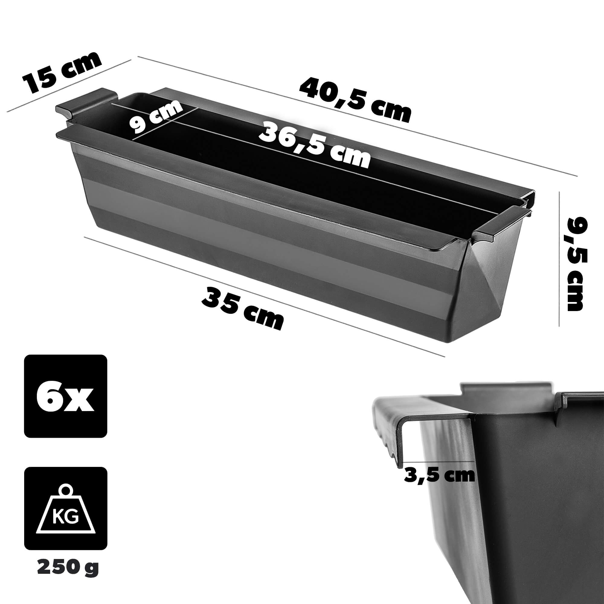 Doniczka do europalet Veere 40.5 cm czarna 6 szt.