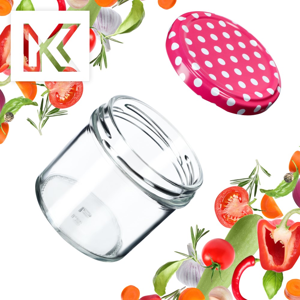 Słoiki Vigo 140ml 50szt fi 66 mm + wieczko "Różowy groszek"