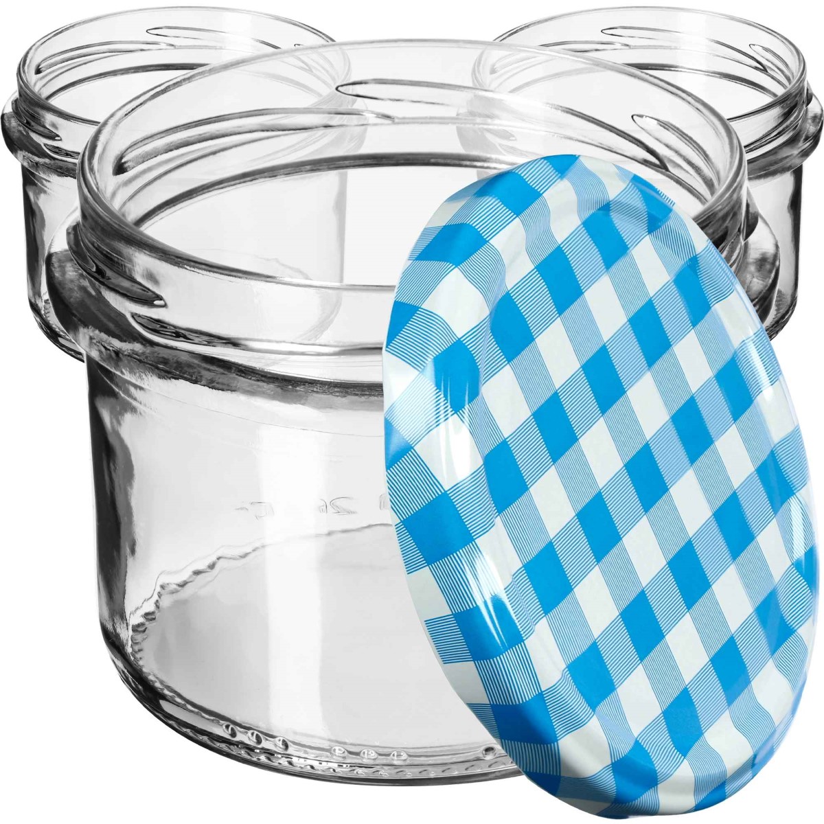 Słoiki na przetwory Tartu 235ml 20szt fi 82 mm + wieczka "Niebieska krata"