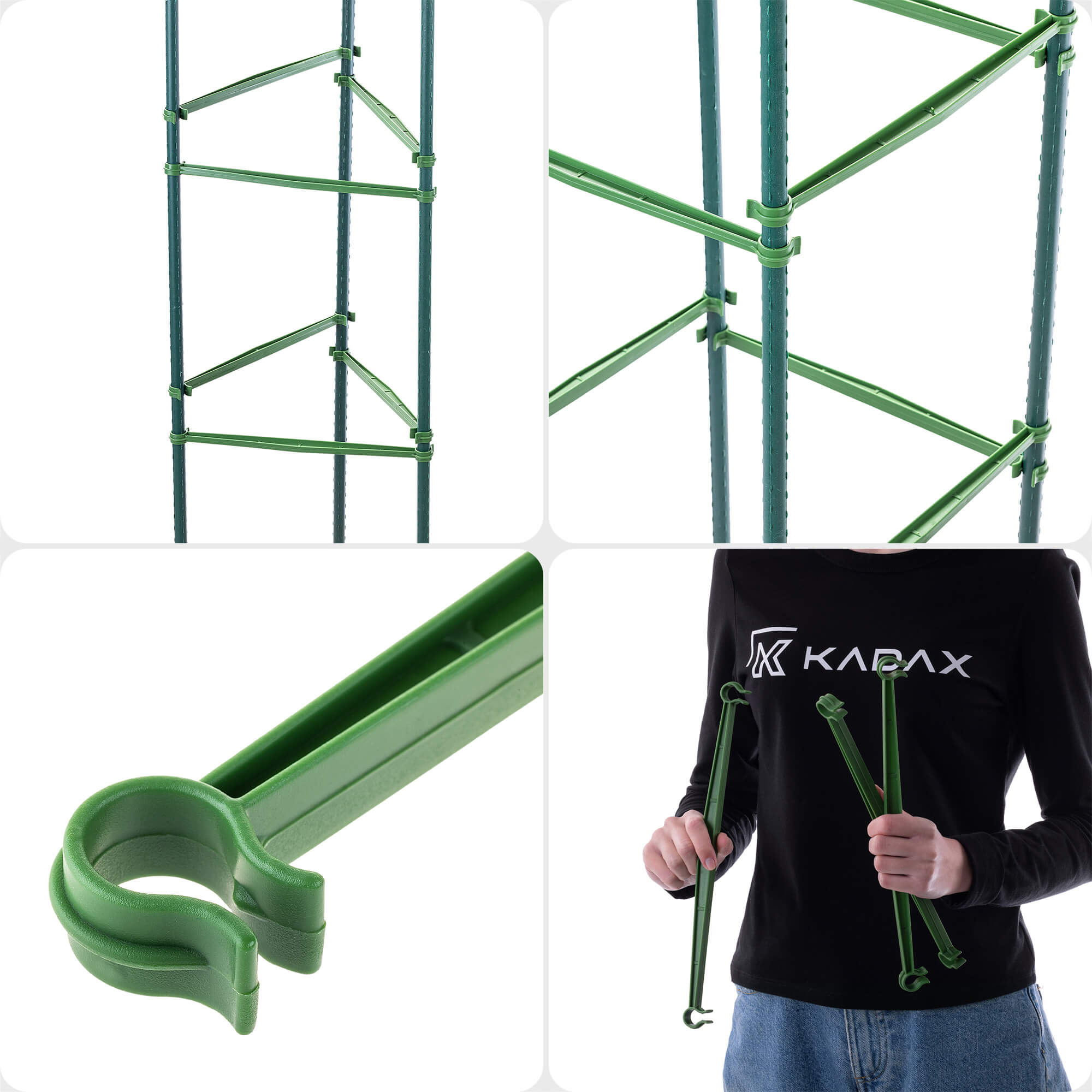 Łączniki do tyczek Roynac 16 mm zielone 10 szt.