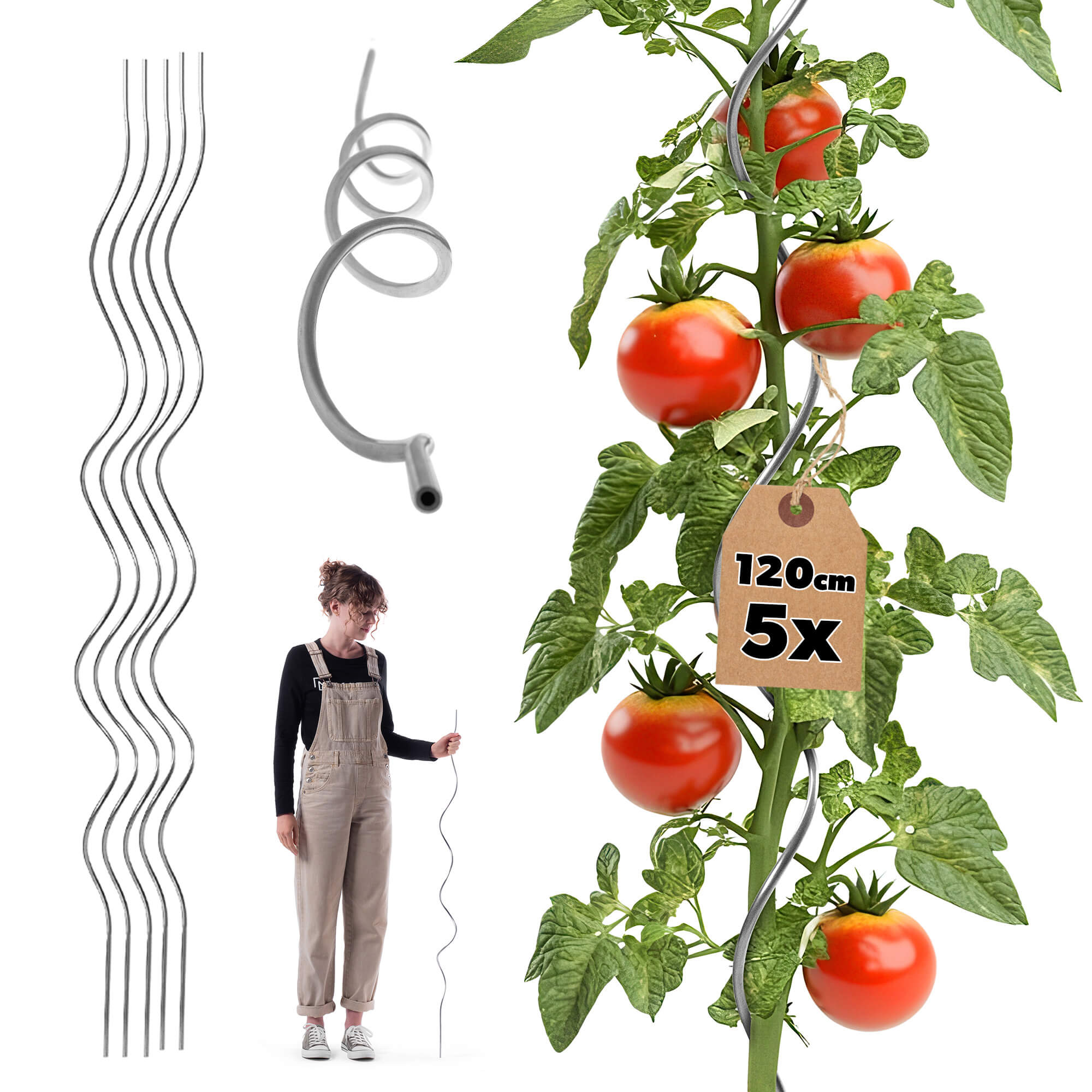 Tyczka spiralna do roślin Lestre aluminiowa 120 cm 5 szt.