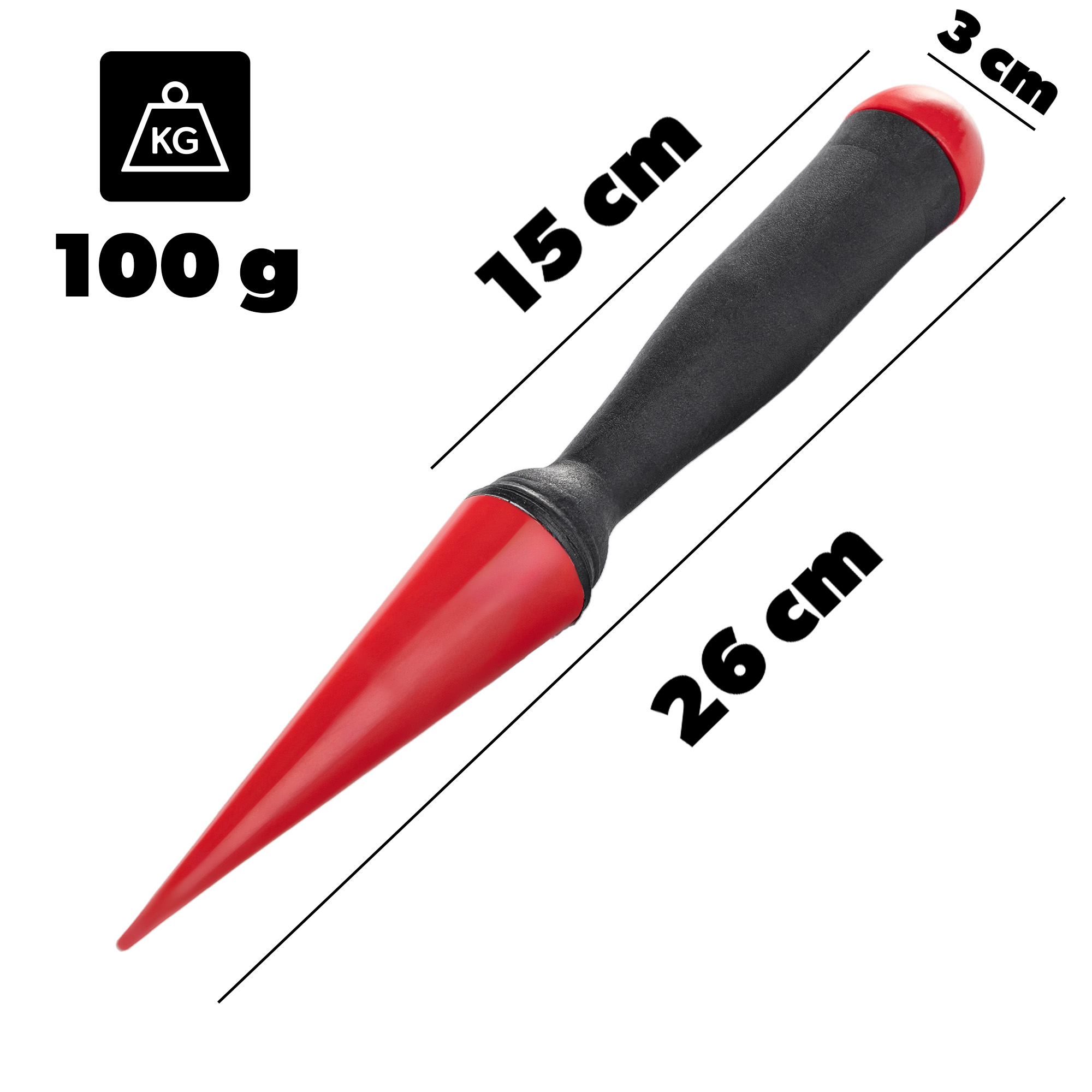 Pikownik dołownik ogrodniczy z trzonkiem 26cm czerwony