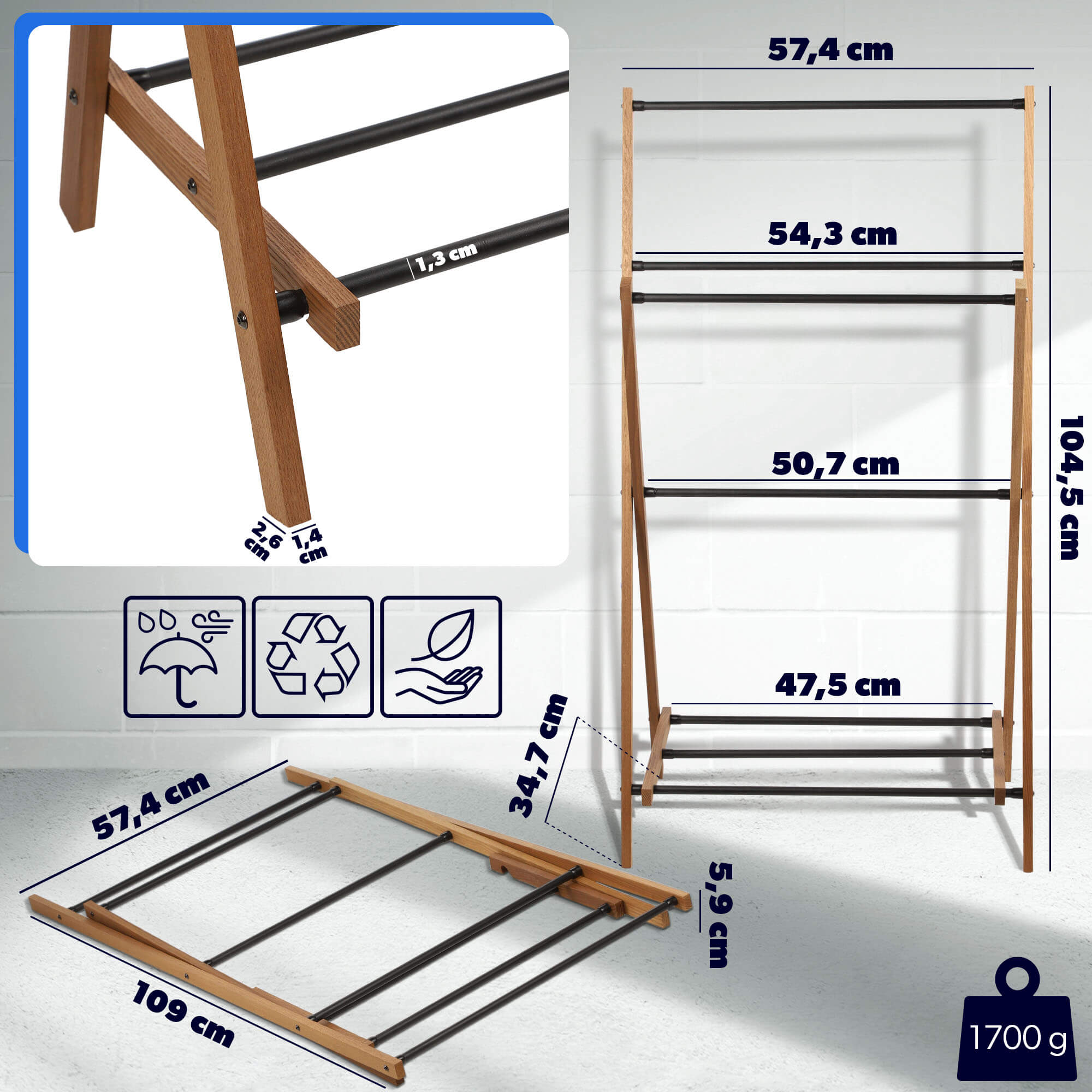 Stojak na ręczniki Ferrara 57 x 104 cm do sam. montażu