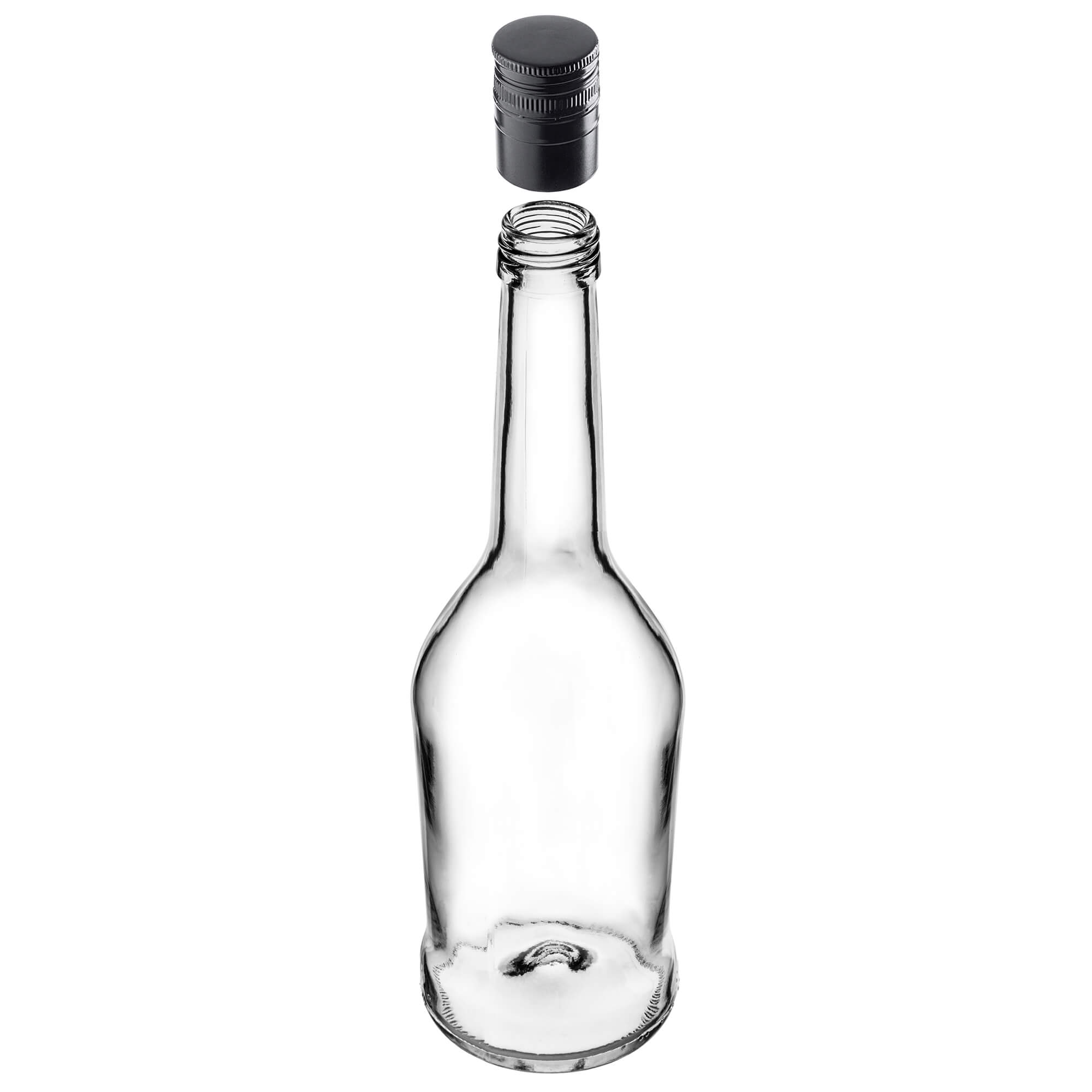 Szklana butelka na nalewkę Loiret 500ml z długą czarną zakrętką 50 szt.