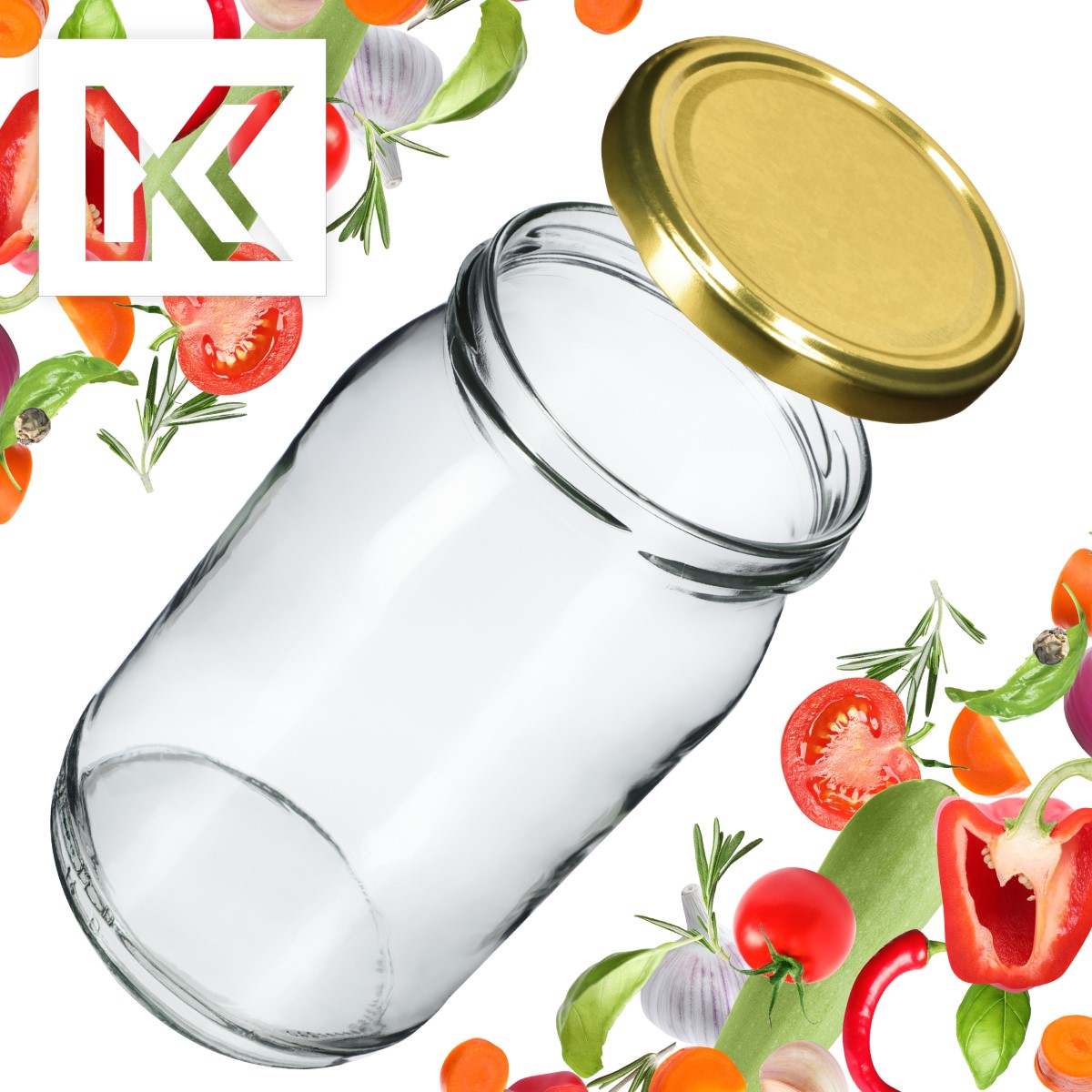 Słoiki na przetwory Simo 900ml 8szt fi 82 mm + wieczka złote