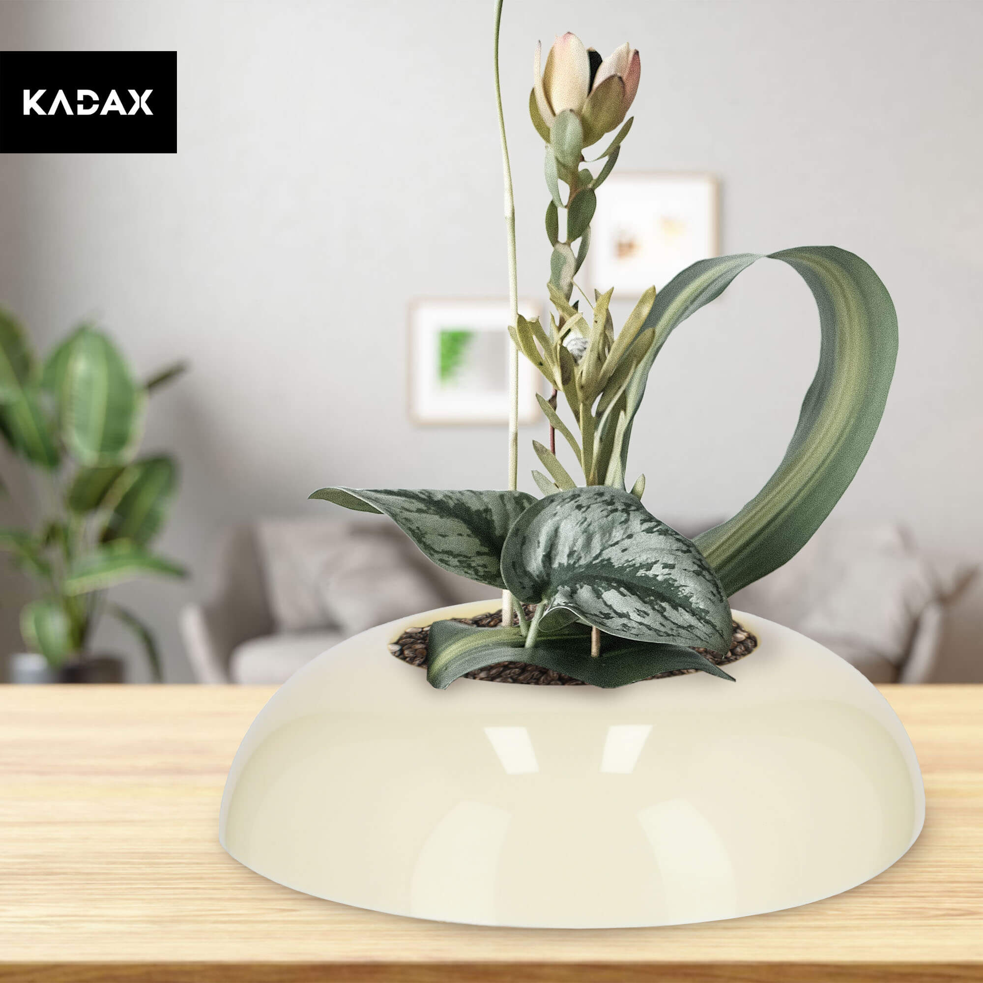 Ikebana na kwiaty okrągła 6 x 23 cm, kremowa