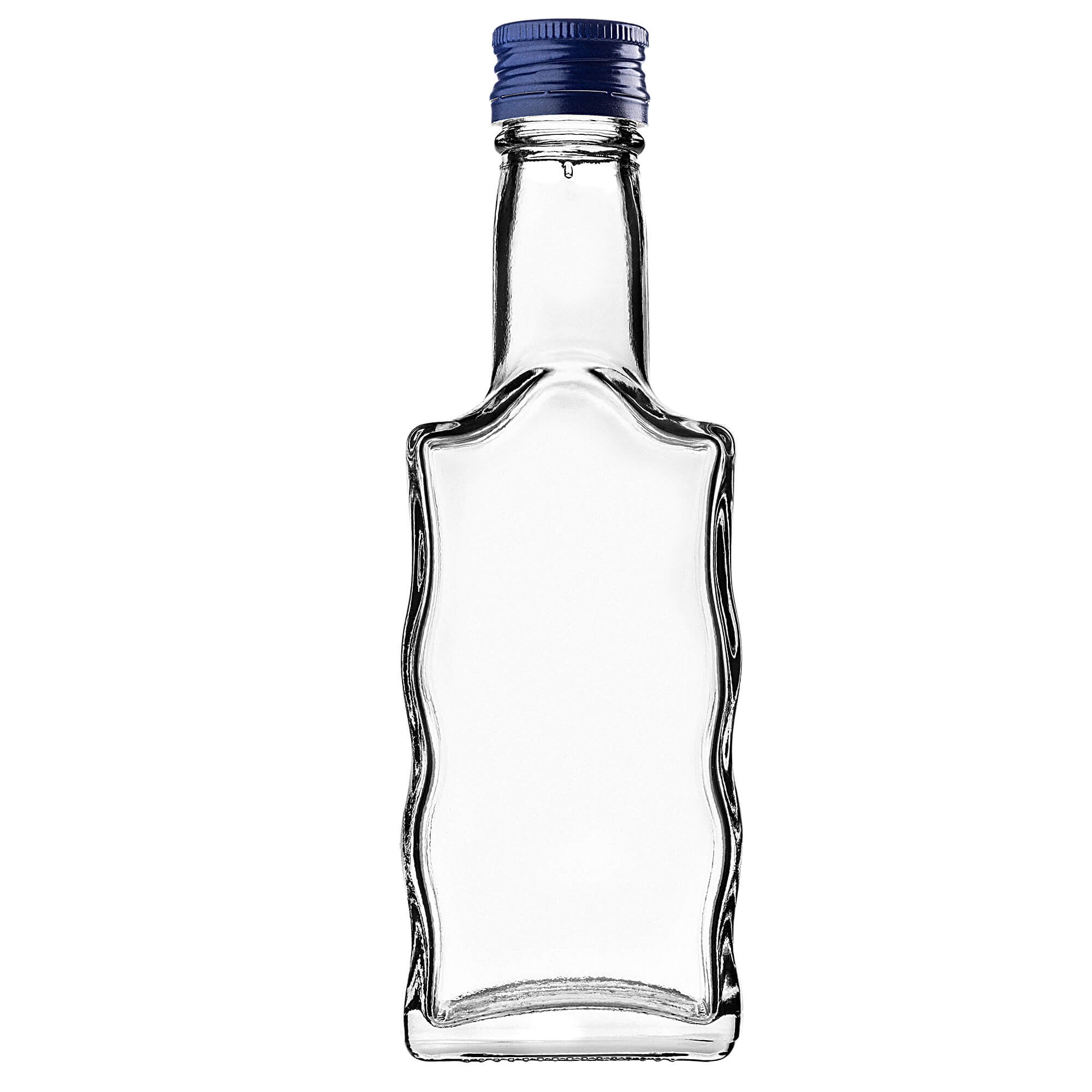 Szklana butelka na nalewkę Fala 200ml z granatową zakrętką 10 szt.