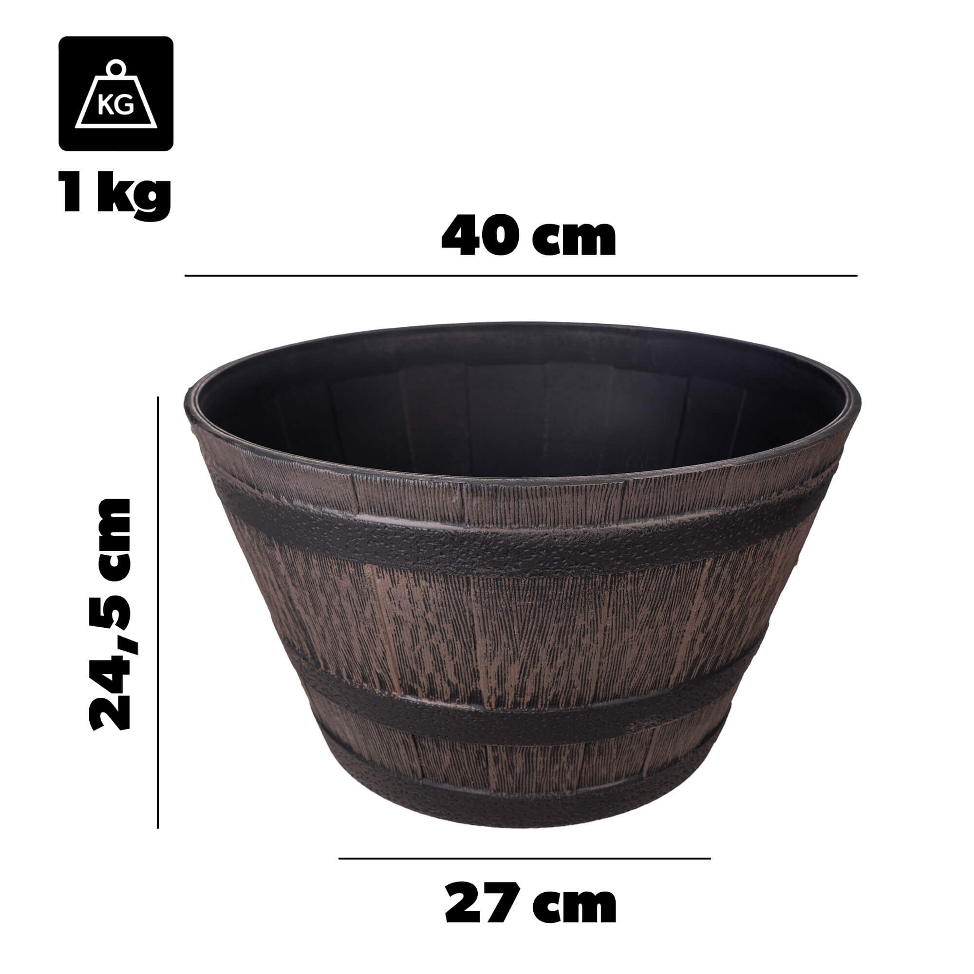Donica na kwiaty Neuvy 40 cm ciemny brąz