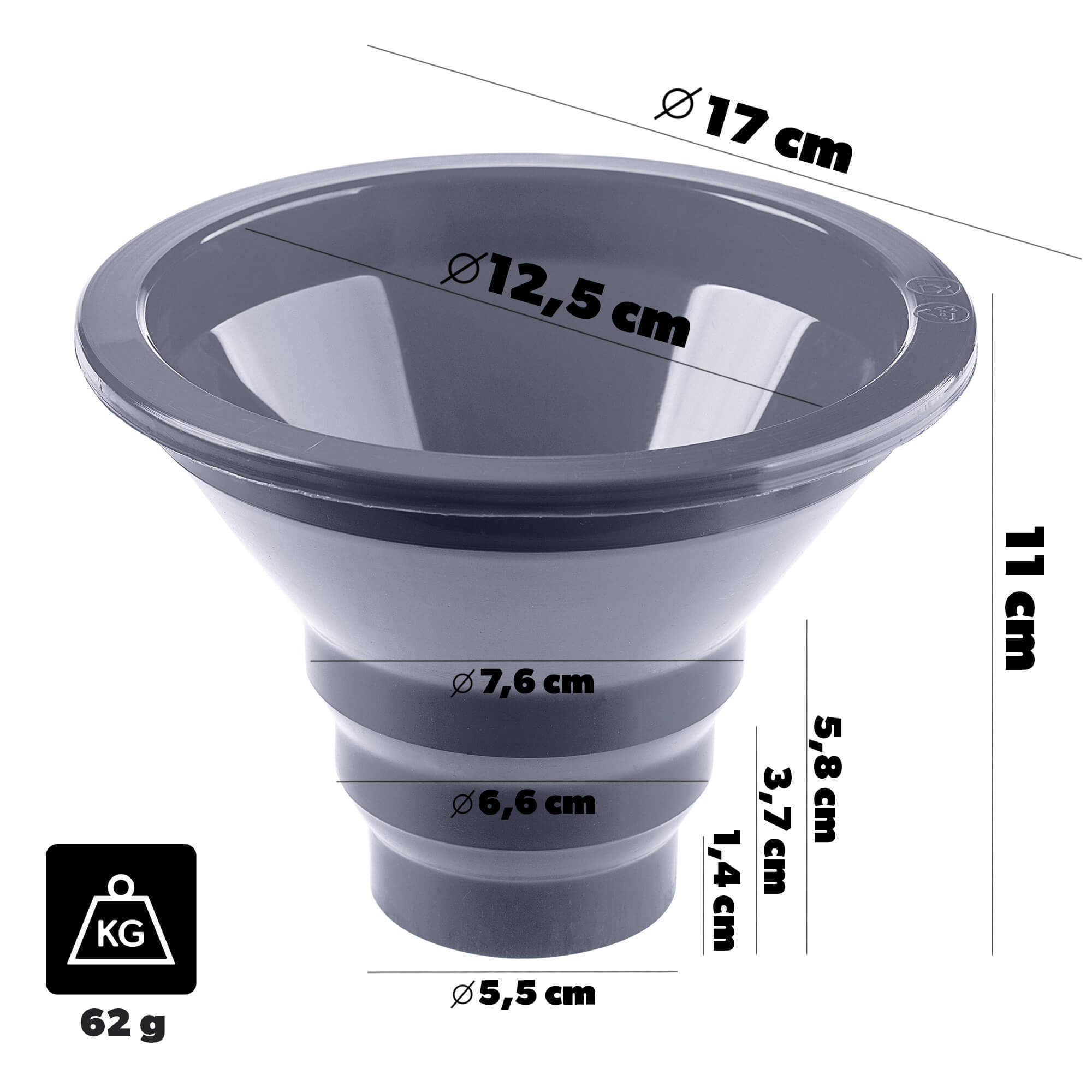 Lejek do napełniania słoików Gavoi 17 cm szary
