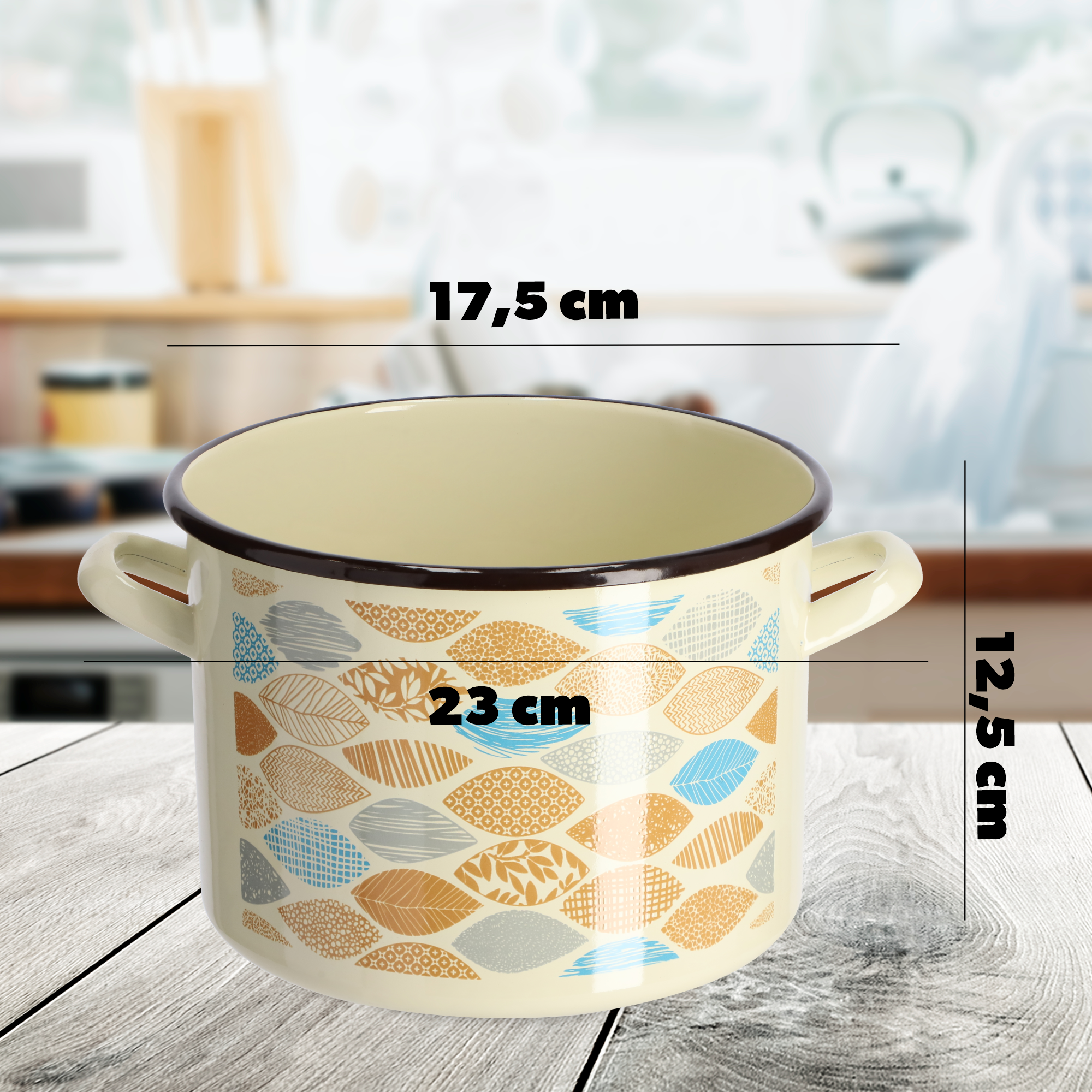 Garnek emaliowany wysoki z kalką 2.4L, żółty