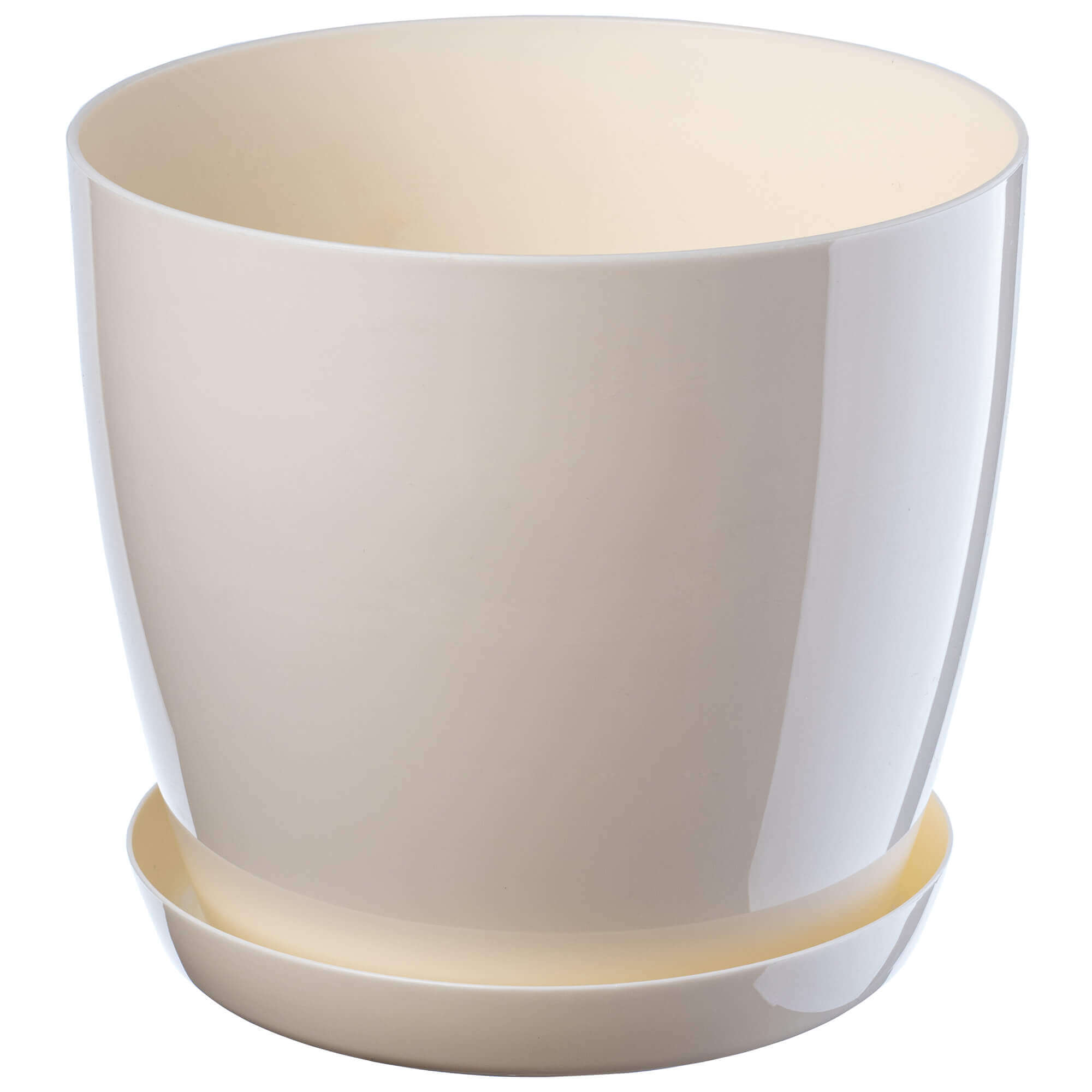 Doniczka Agen z podstawką 28 cm, kremowa