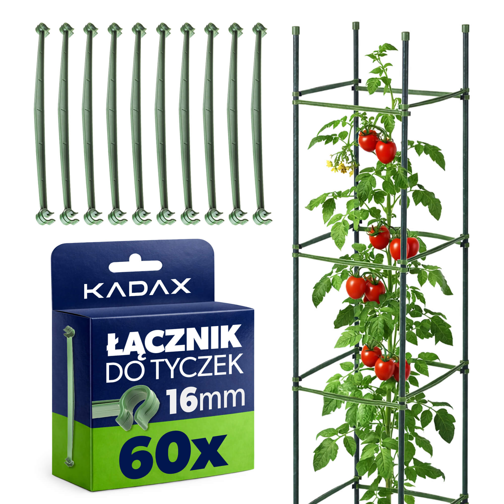 Łączniki do tyczek Roynac 16 mm zielone 60 szt.