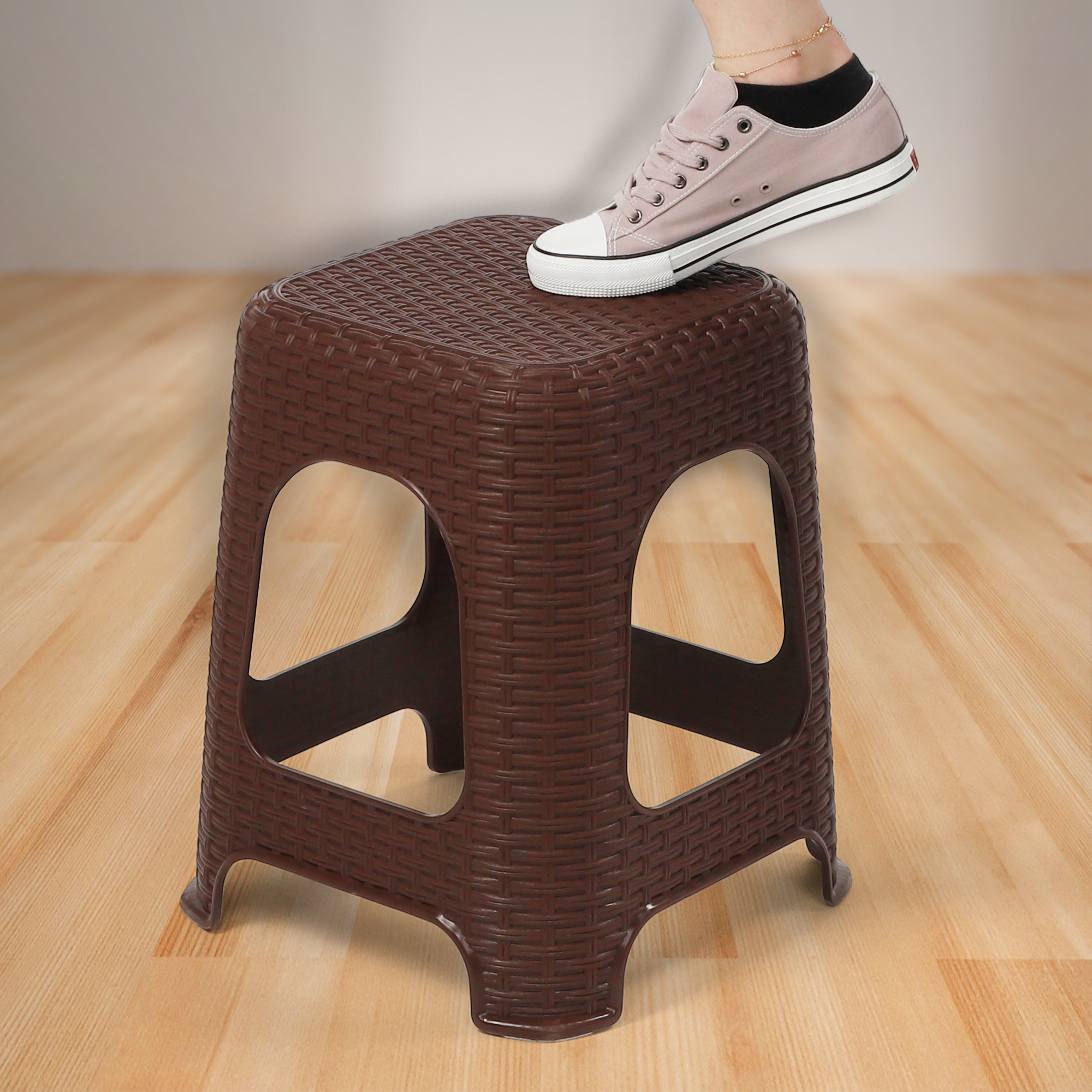 Taboret rattan 45 x 26 cm brązowy, 2 szt.