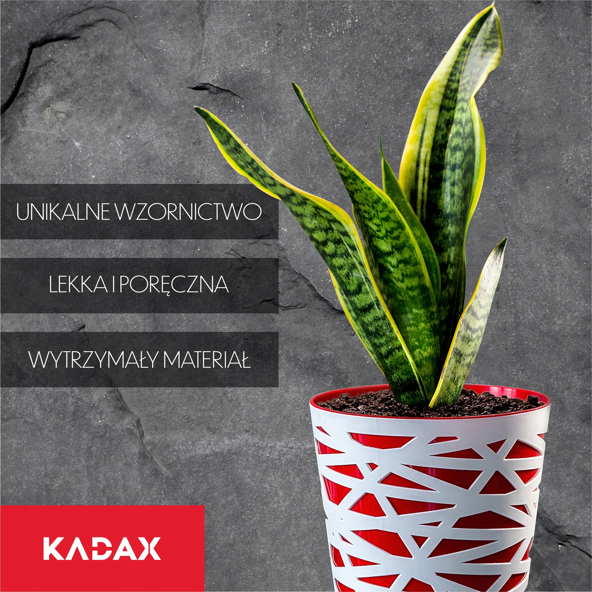 Doniczka z wkładem Rusio 13 cm, czerwona