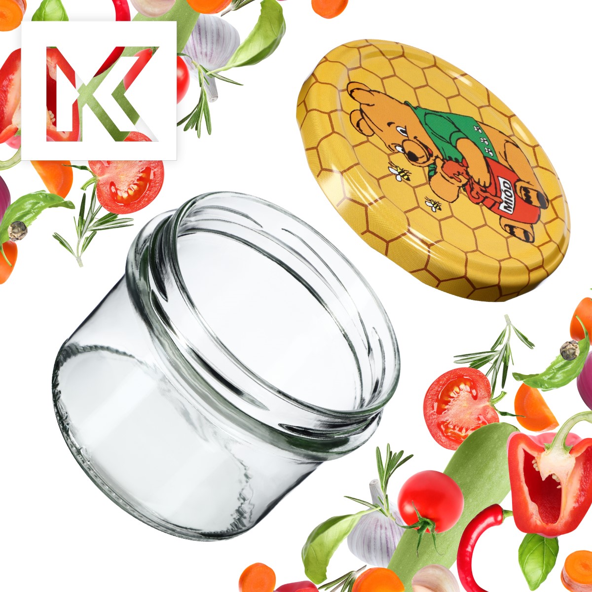 Słoiki na przetwory Tartu 235ml 10szt fi 82 mm + wieczka "Miód"