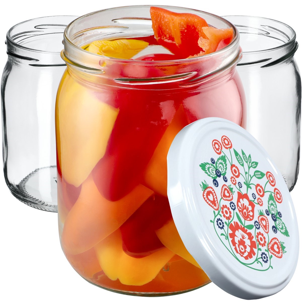 Słoiki Senna 540ml 8szt fi 82 mm + wieczka "Folklor"