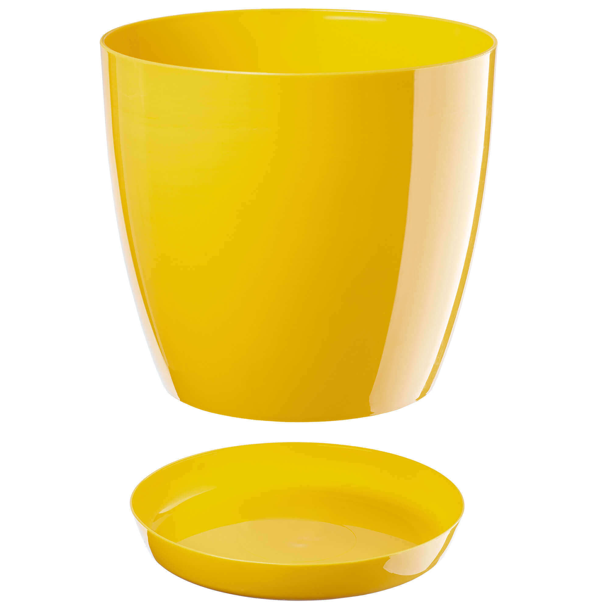 Doniczka na kwiaty z podstawką 14 cm, żółta