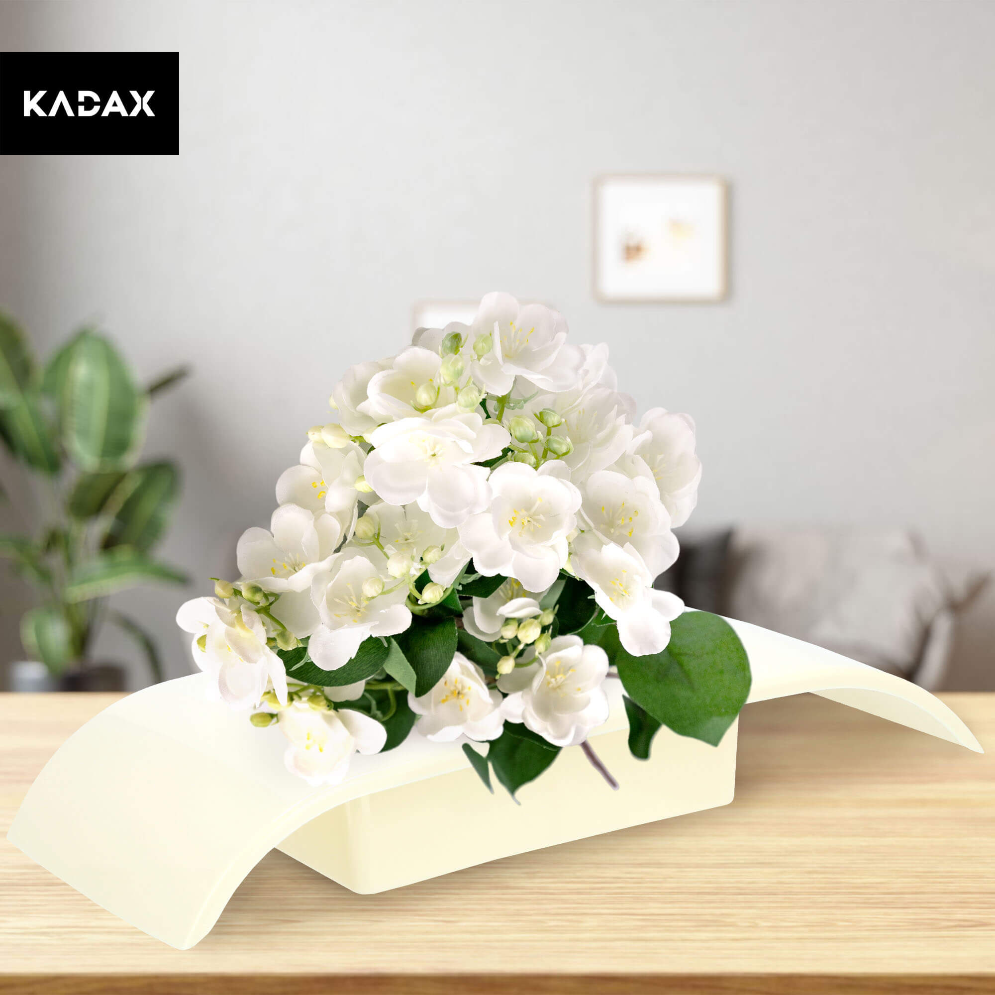 Ikebana na kwiaty prostokątna 4 x 24 cm, kremowa