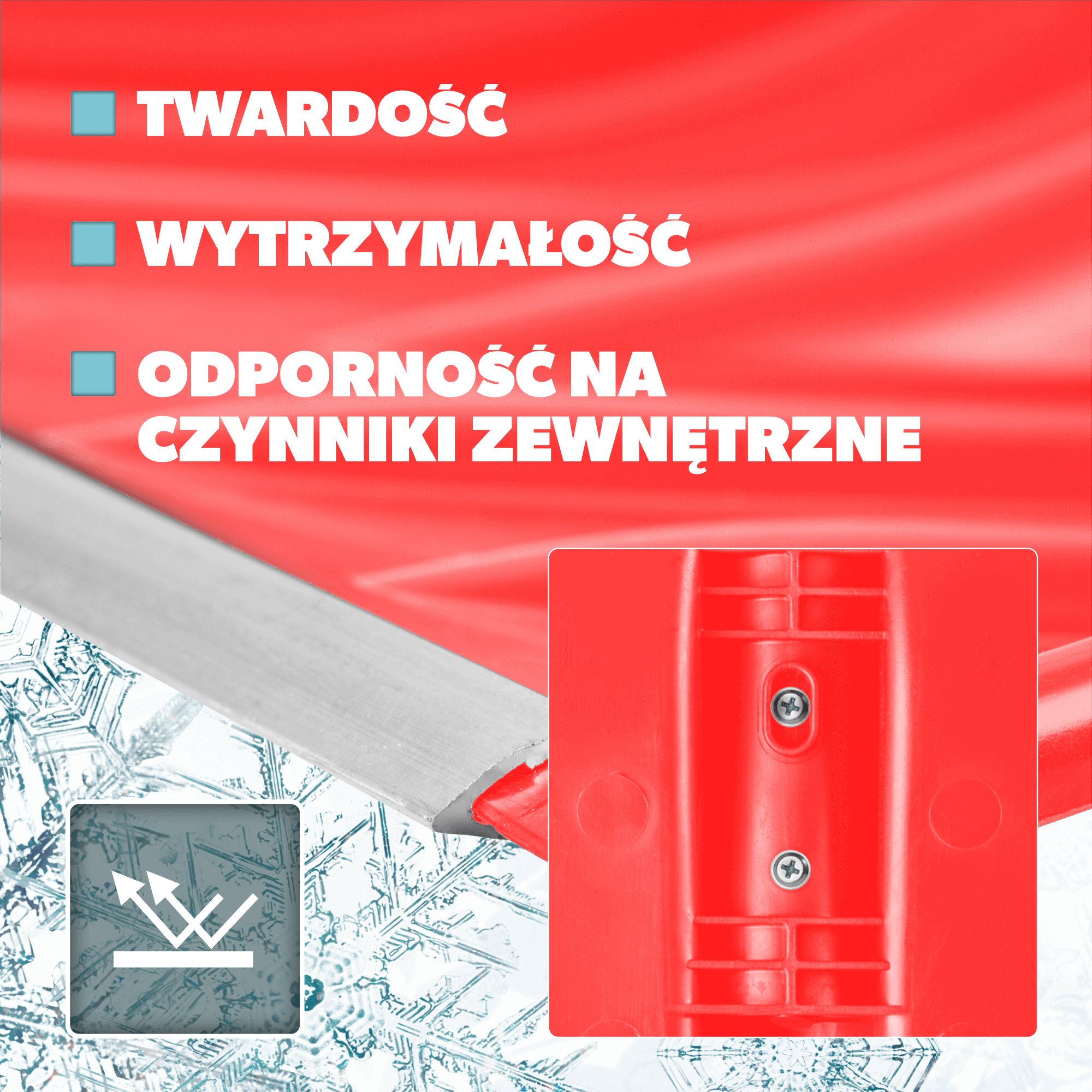 Szufla do śniegu bez trzonka, czerwona, 3 szt.