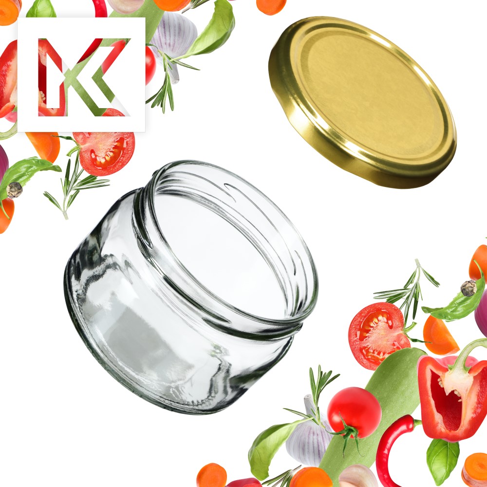 Słoiki na przetwory Denia 250ml 100szt fi 82 mm + wieczko złote