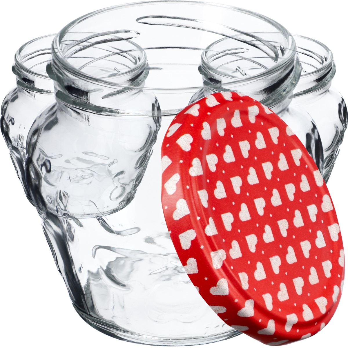 Słoiki Kemi 200ml 10szt fi 66 mm + wieczka "Serca"