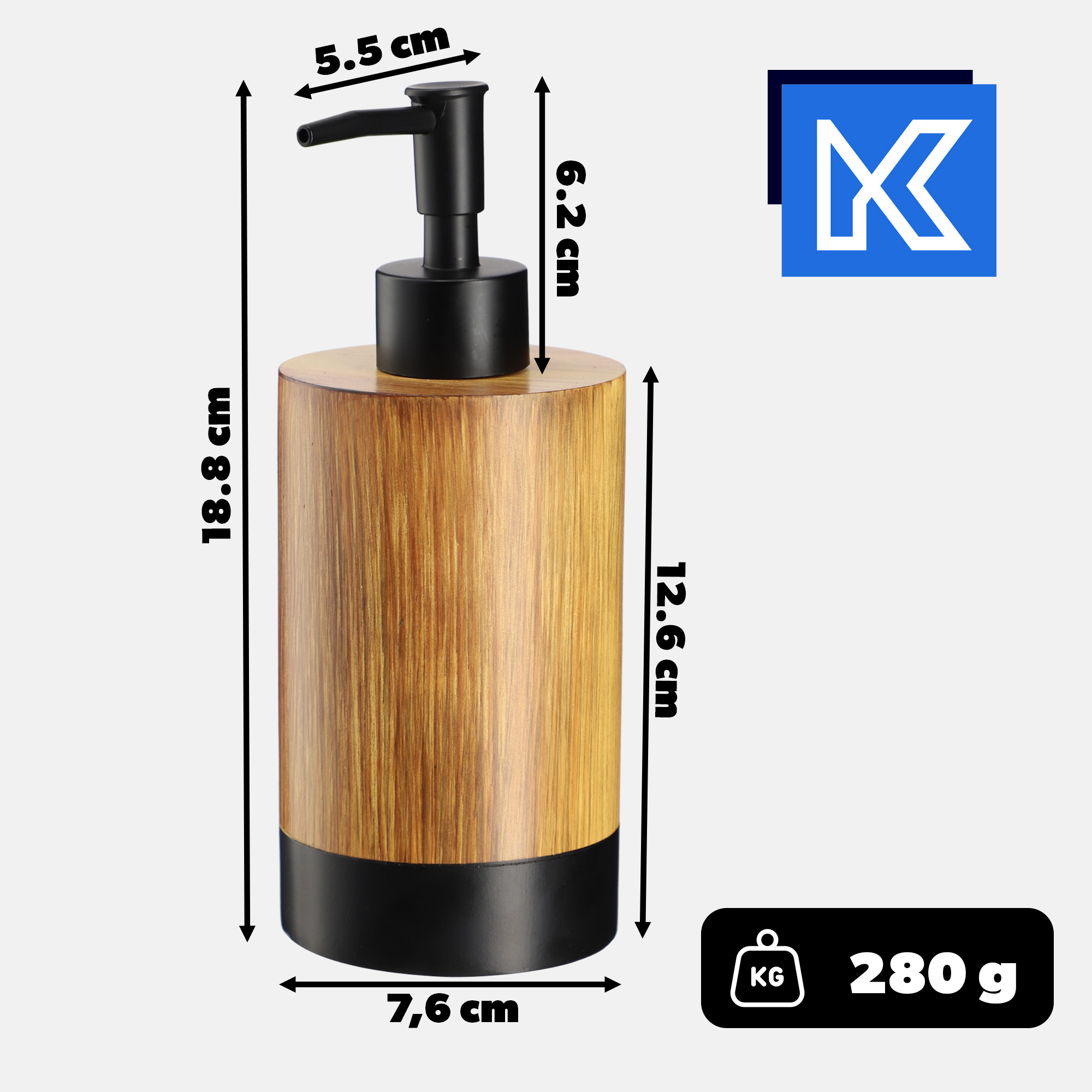 Dozownik na mydło Laon 350 ml, brązowy