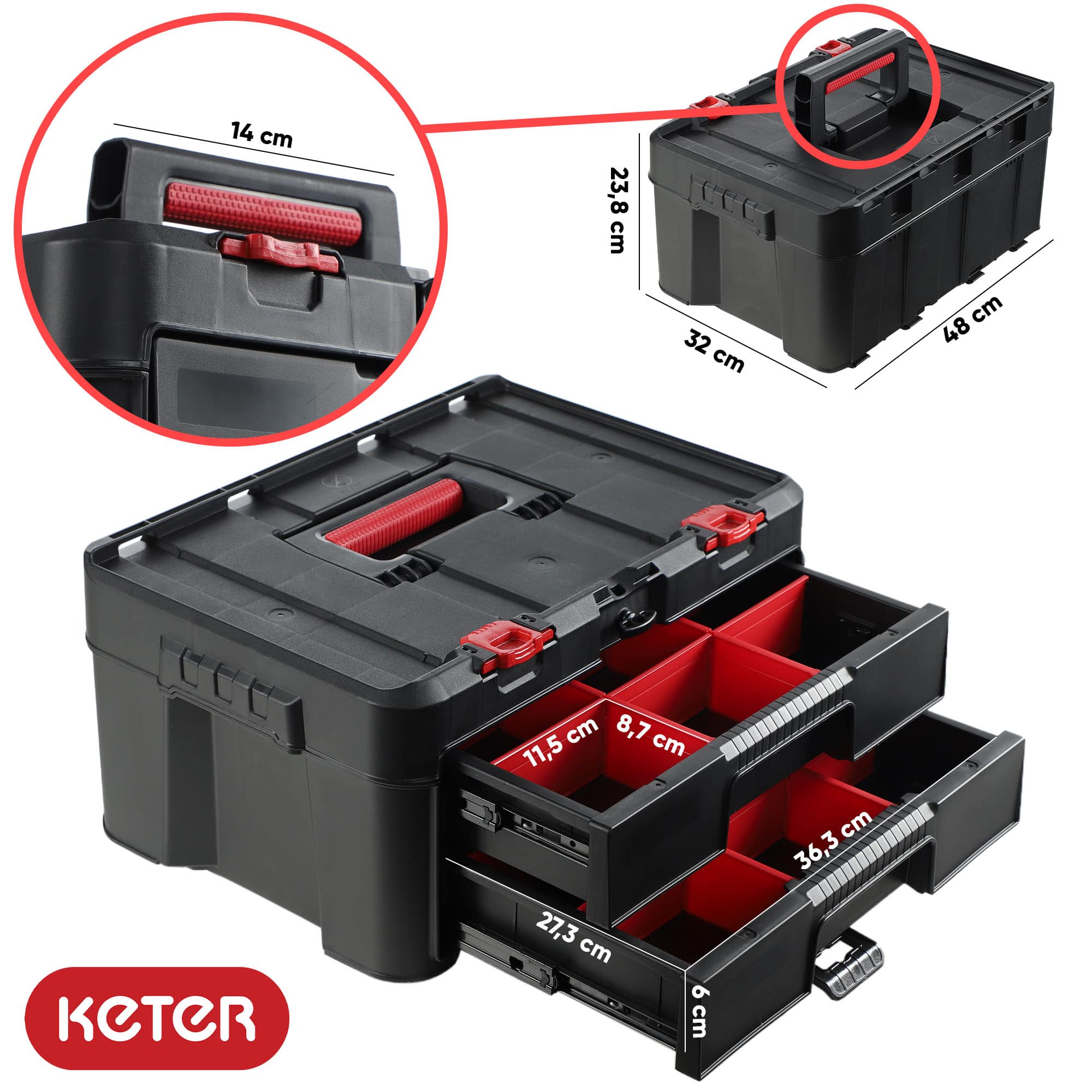 Skrzynka z 2 szufladami Keter Stack 'N' Roll 37,1L