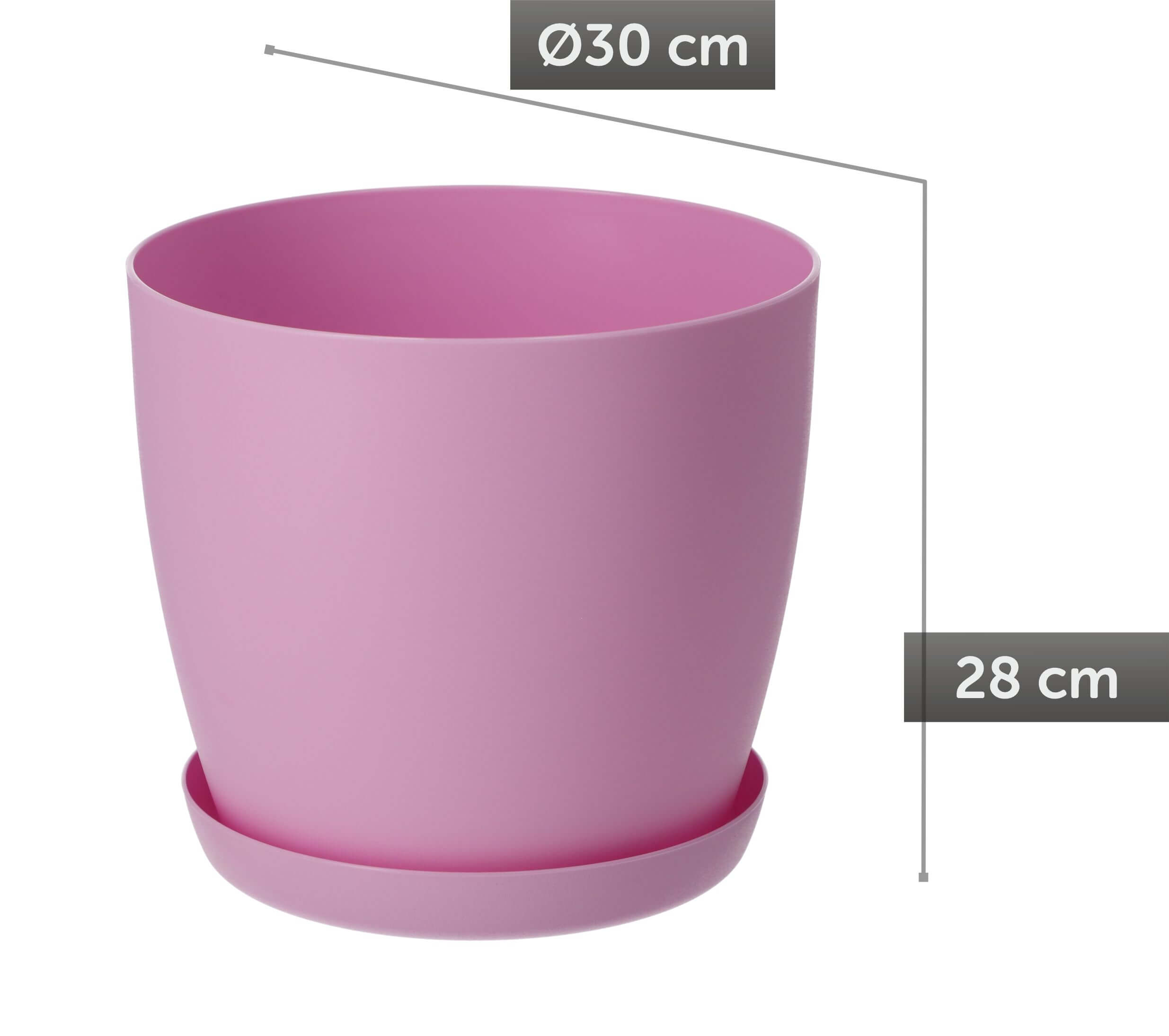 Doniczka Agen z podstawką 30 cm, matowa różowa