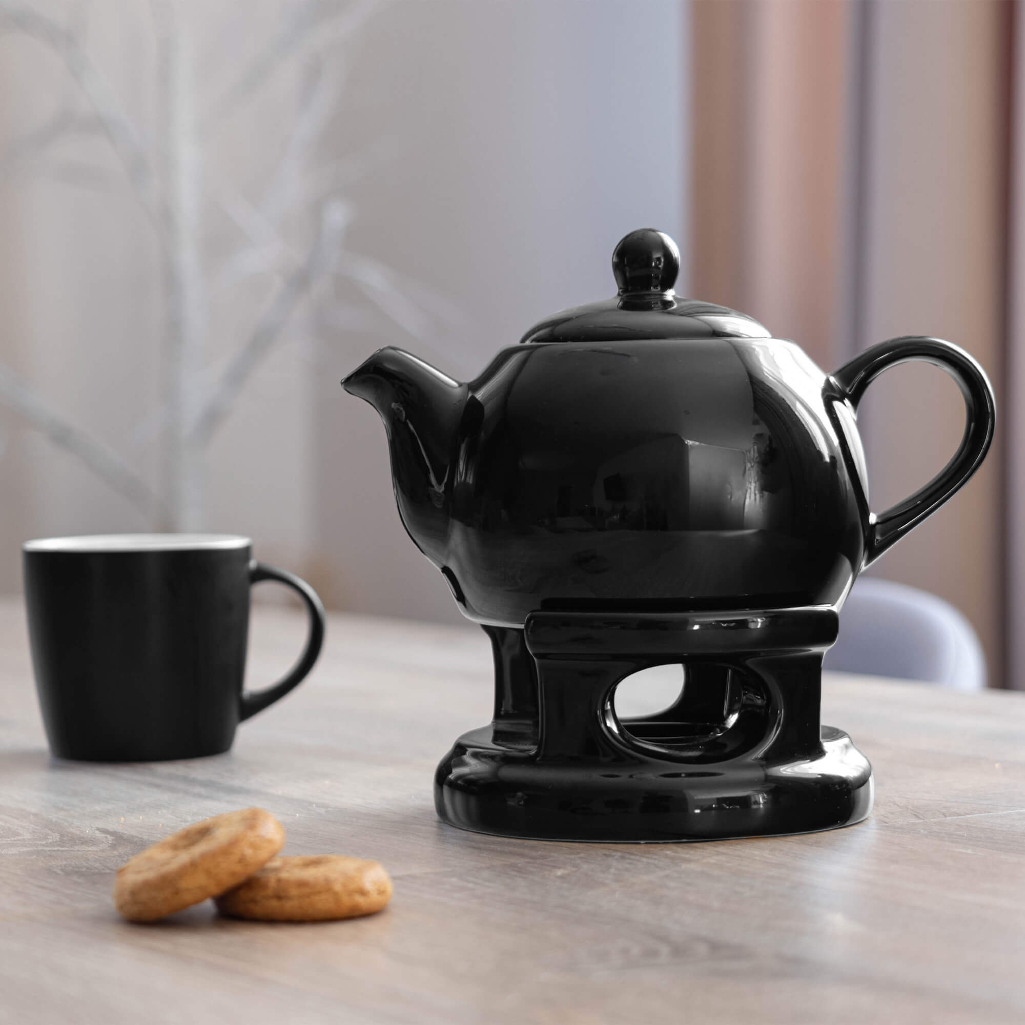 Dzbanek ceramiczny z podgrzewaczem Irais 1L czarny