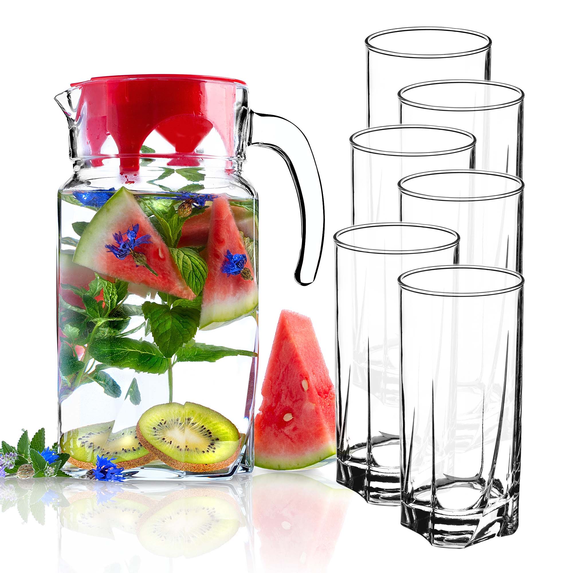 Zestaw szklanek Meco 380 ml 6 szt + Dzbanek 1,7L